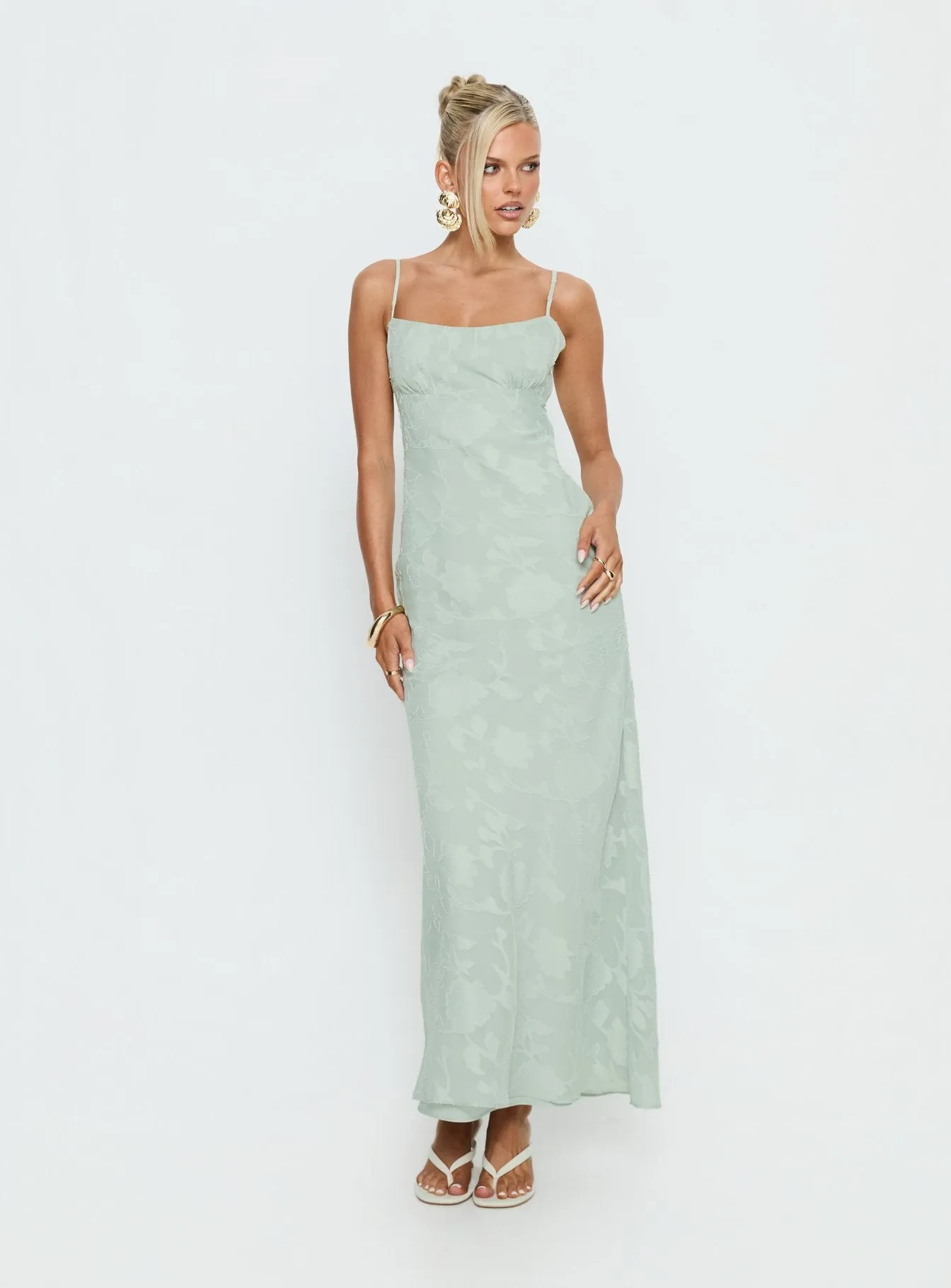 Avienna Maxi Dress Sage Burnout sold by Princess Polly product image thumbnail 3