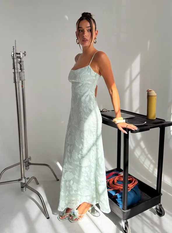 Avienna Maxi Dress Sage Burnout made by Princess Polly