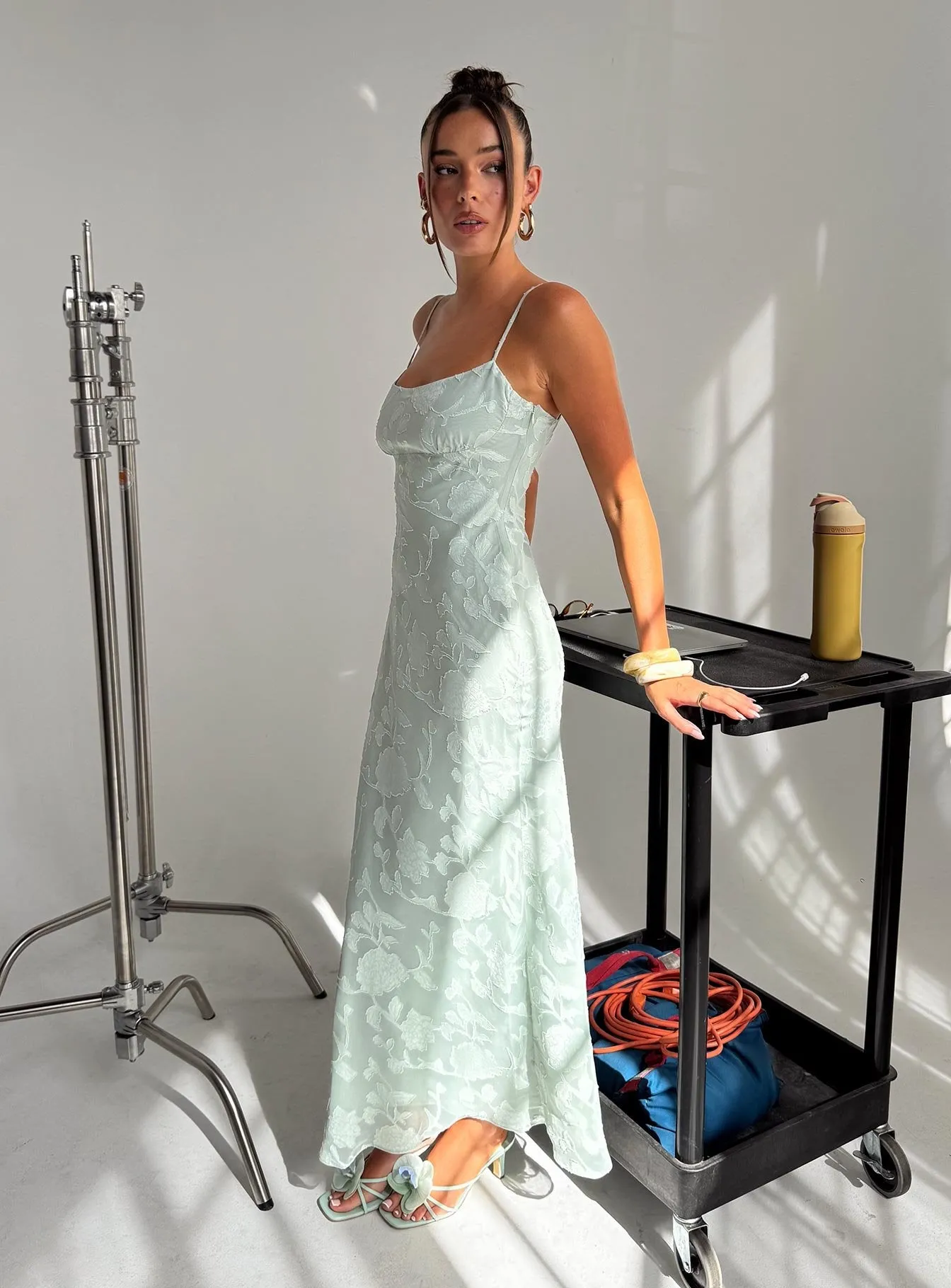 Avienna Maxi Dress Sage Burnout sold by Princess Polly