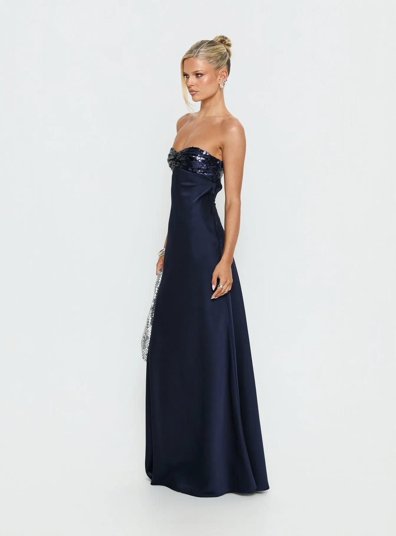 See The Vision Sequin Bust Strapless Maxi Dress Navy sold by Princess Polly product image thumbnail 4