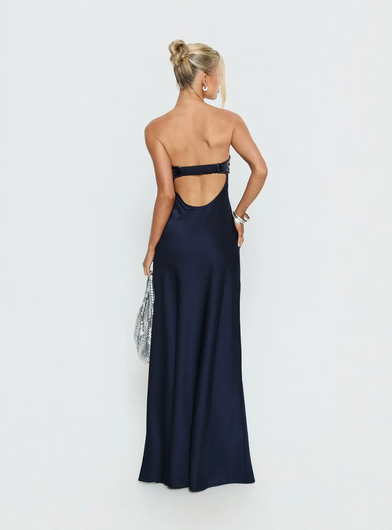 See The Vision Sequin Bust Strapless Maxi Dress Navy sold by Princess Polly product image thumbnail 5