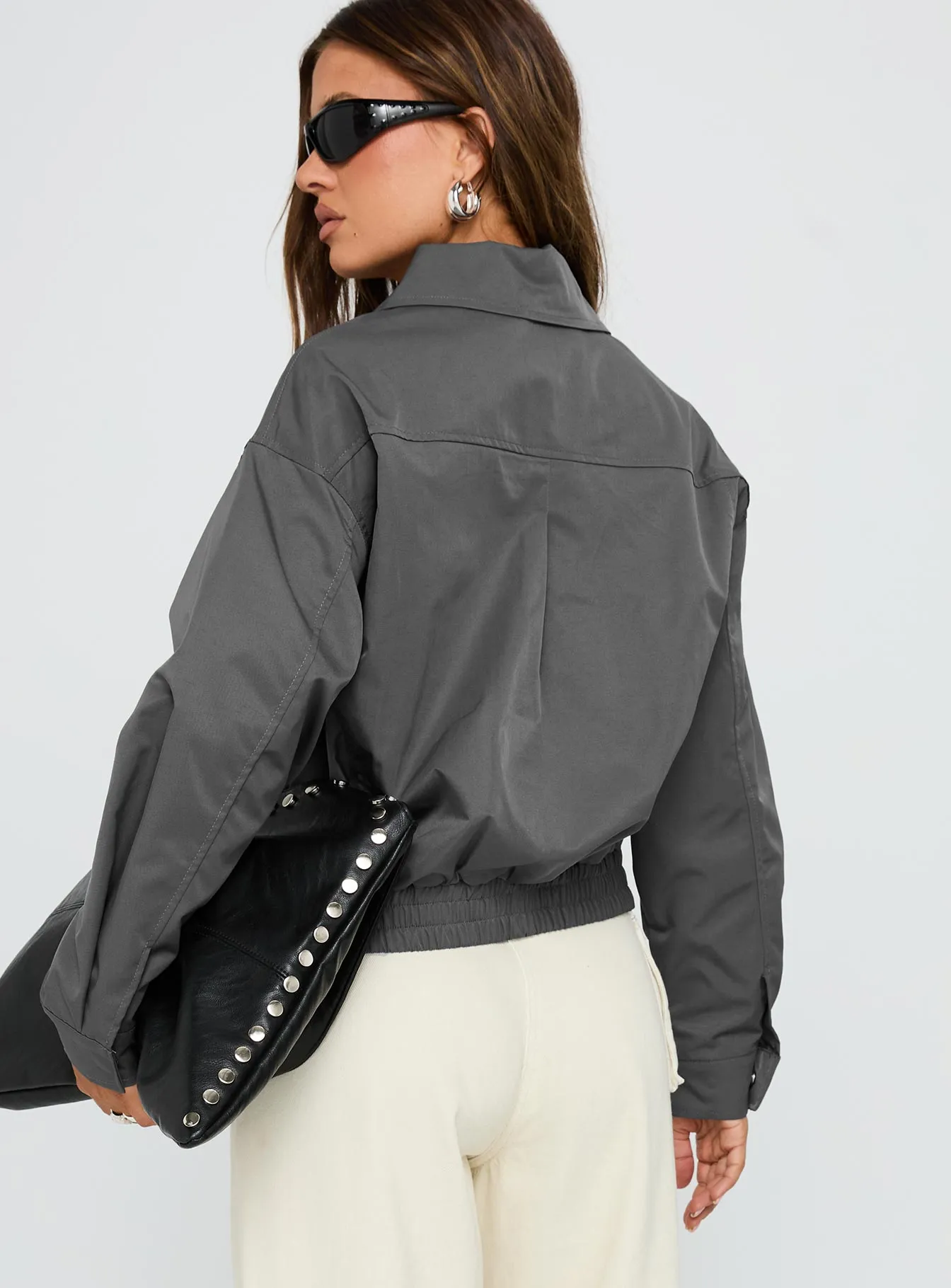 Call You Up Bomber Jacket Charcoal sold by Princess Polly product image thumbnail 5