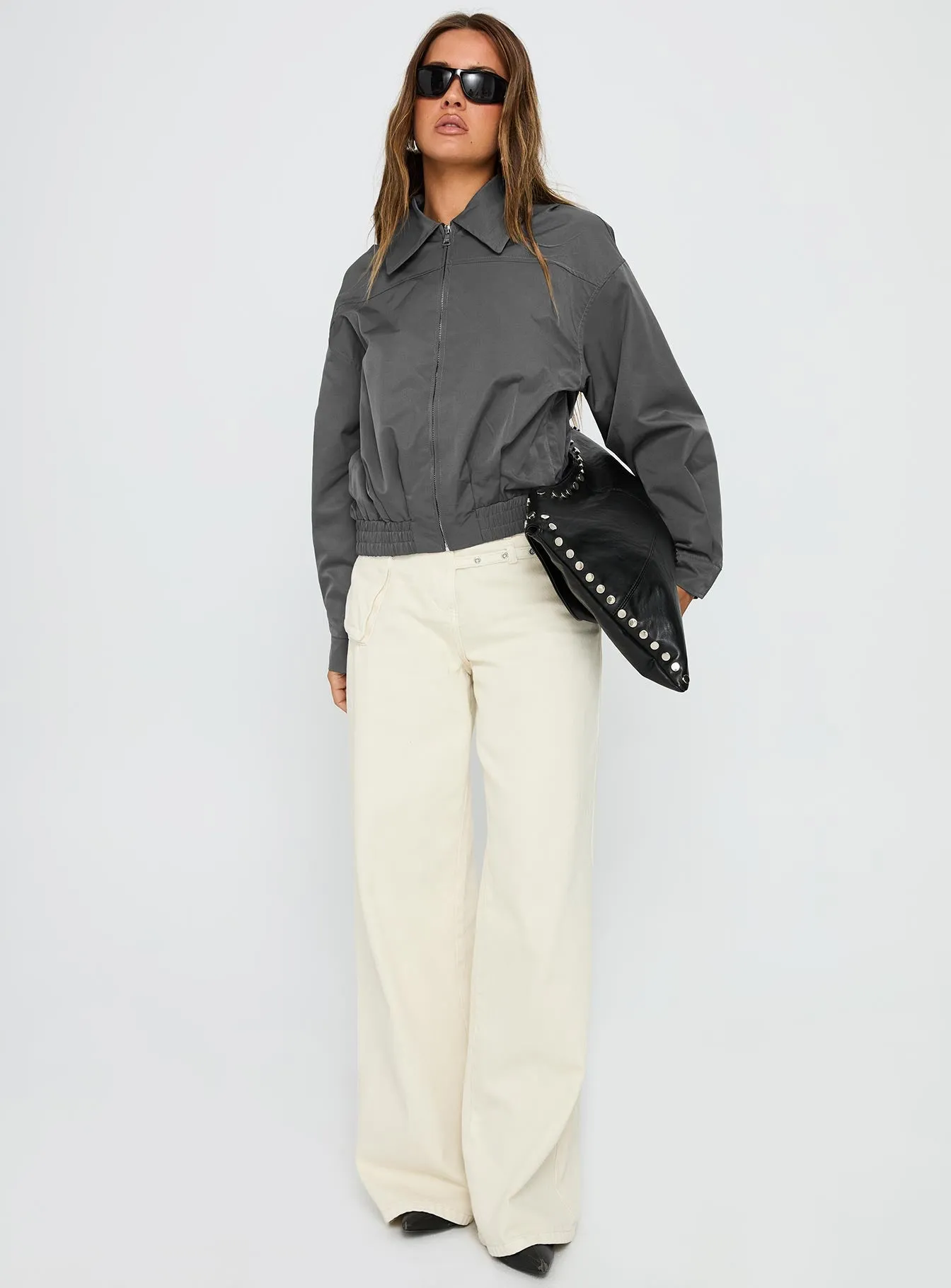 Call You Up Bomber Jacket Charcoal sold by Princess Polly product image thumbnail 3