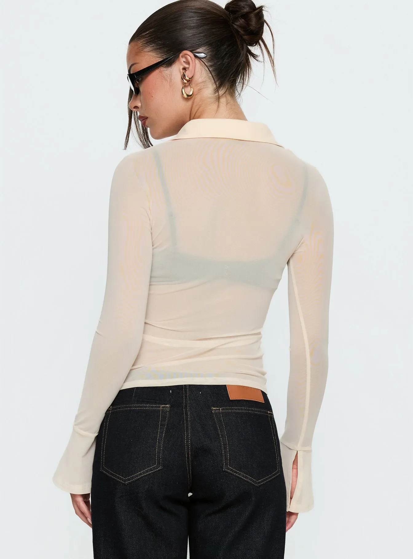 Two Of Us Sheer Long Sleeve Top Cream sold by Princess Polly product image thumbnail 5