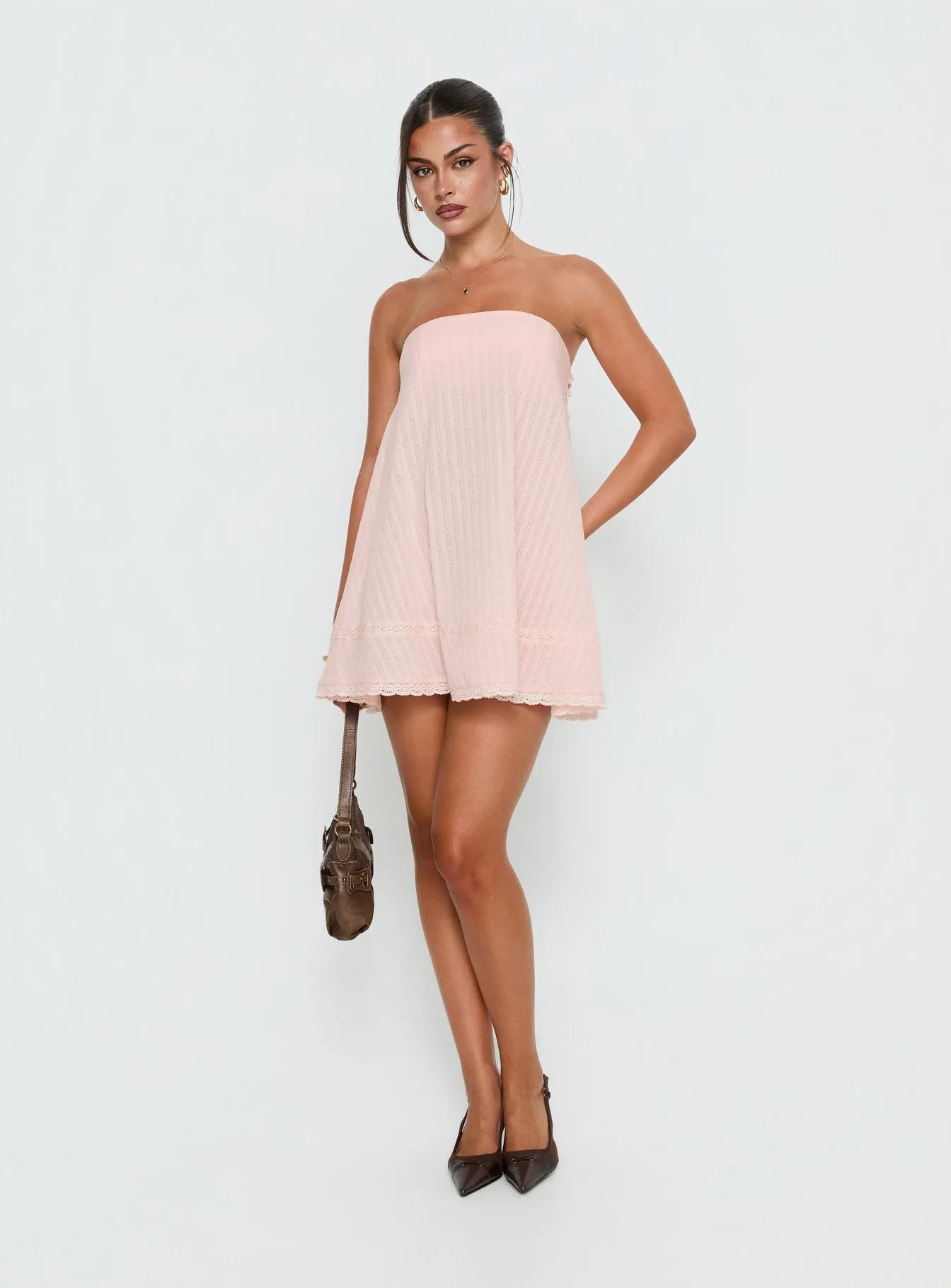Gypsea Strapless Swing Mini Dress Light Pink sold by Princess Polly product image thumbnail 3