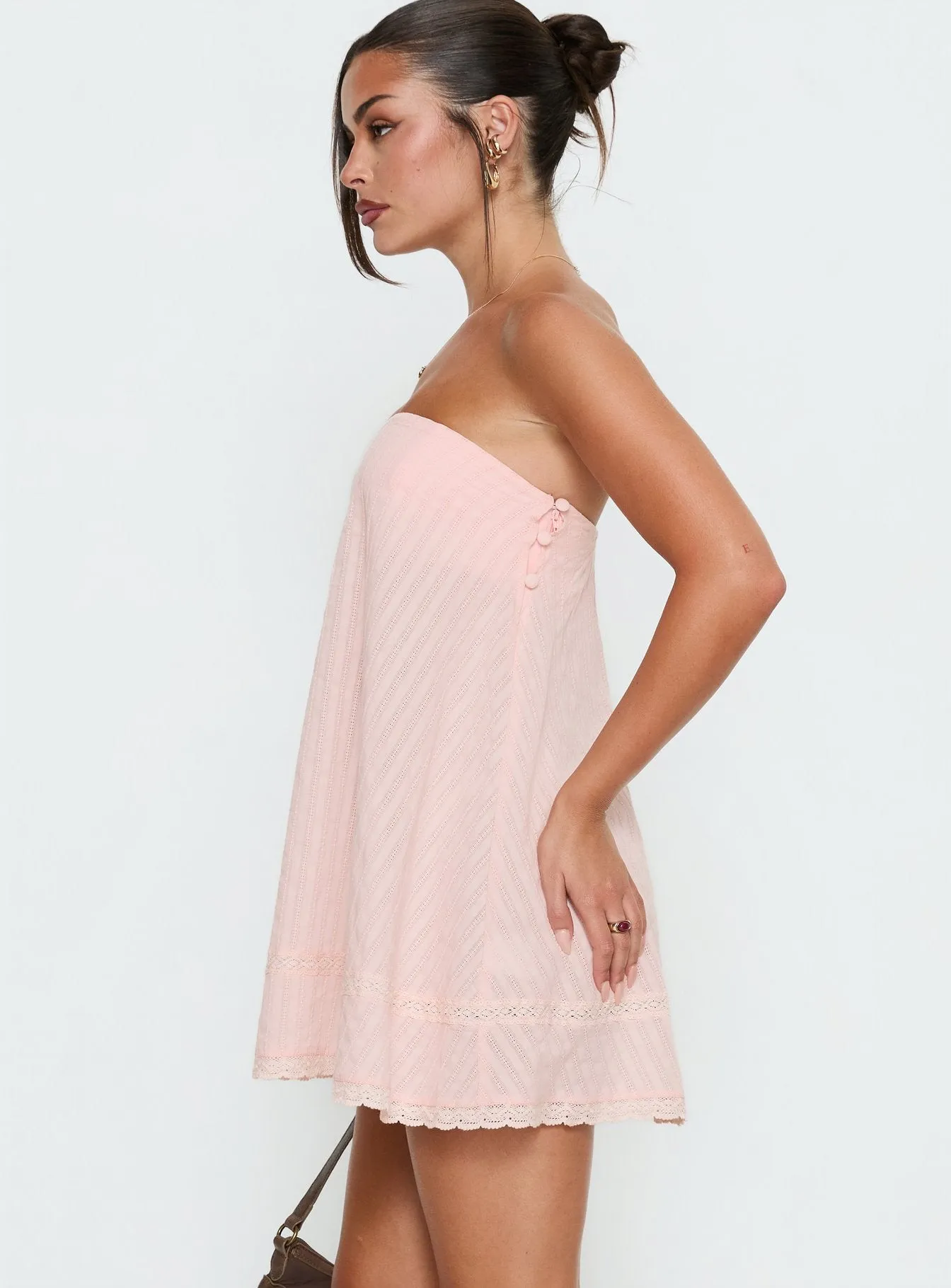 Gypsea Strapless Swing Mini Dress Light Pink sold by Princess Polly product image thumbnail 4