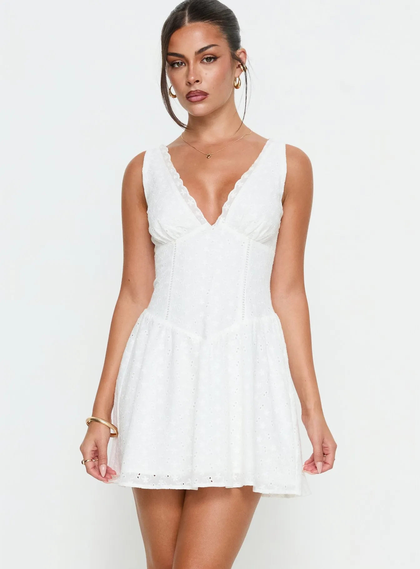 Thinking Bout You Lace Trim Sleeveless Mini Dress White sold by Princess Polly product image thumbnail 2