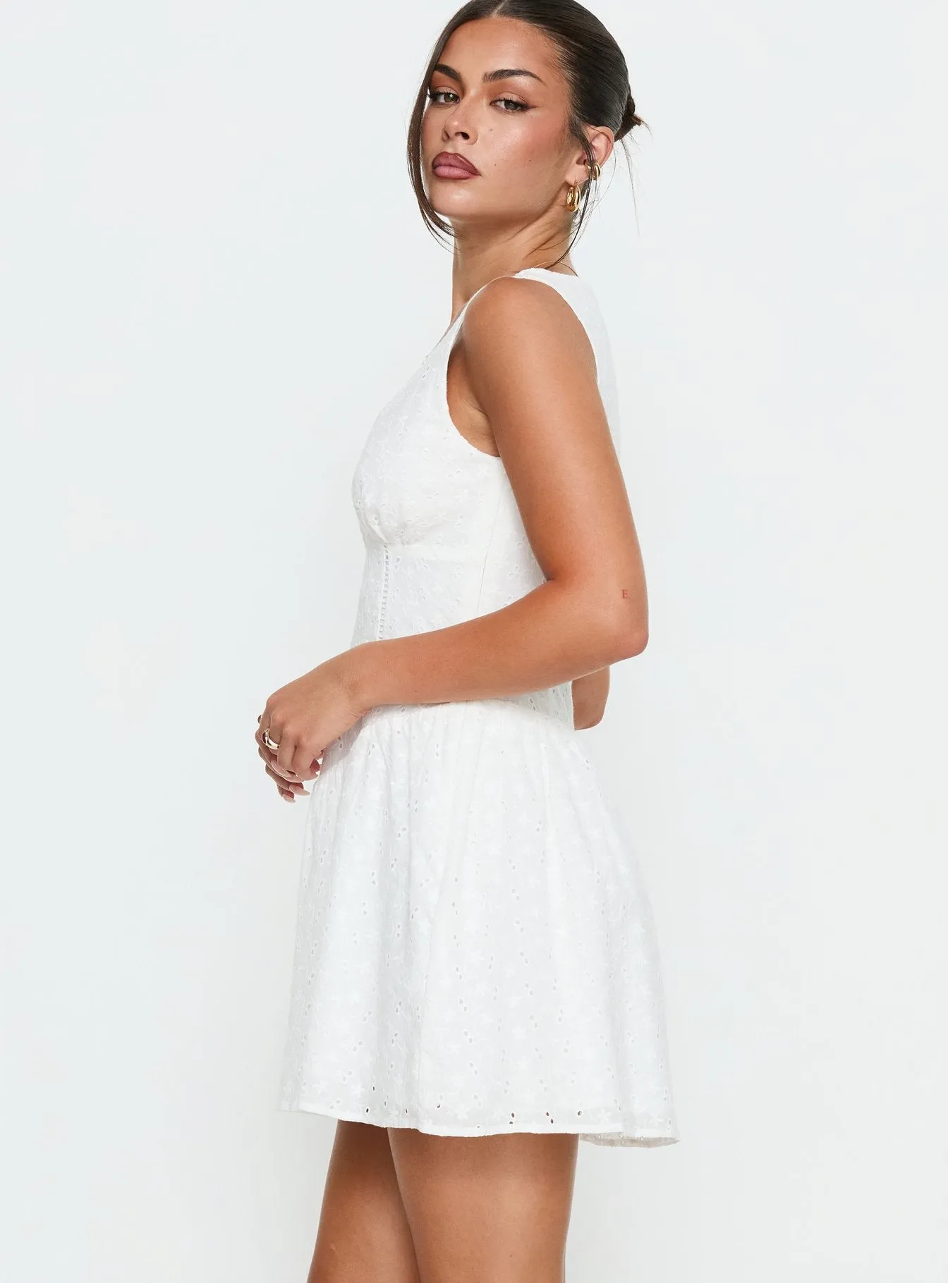 Thinking Bout You Lace Trim Sleeveless Mini Dress White sold by Princess Polly product image thumbnail 4
