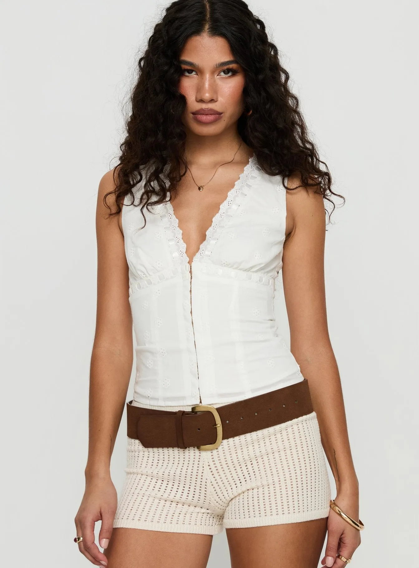 Speechless Sleeveless Lace Trim Top White sold by Princess Polly product image thumbnail 2