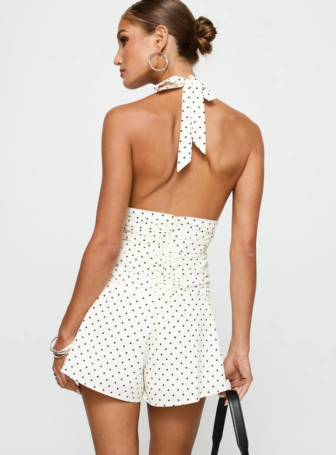 Blushing Babe Halter Playsuit White Polka sold by Princess Polly product image thumbnail 5