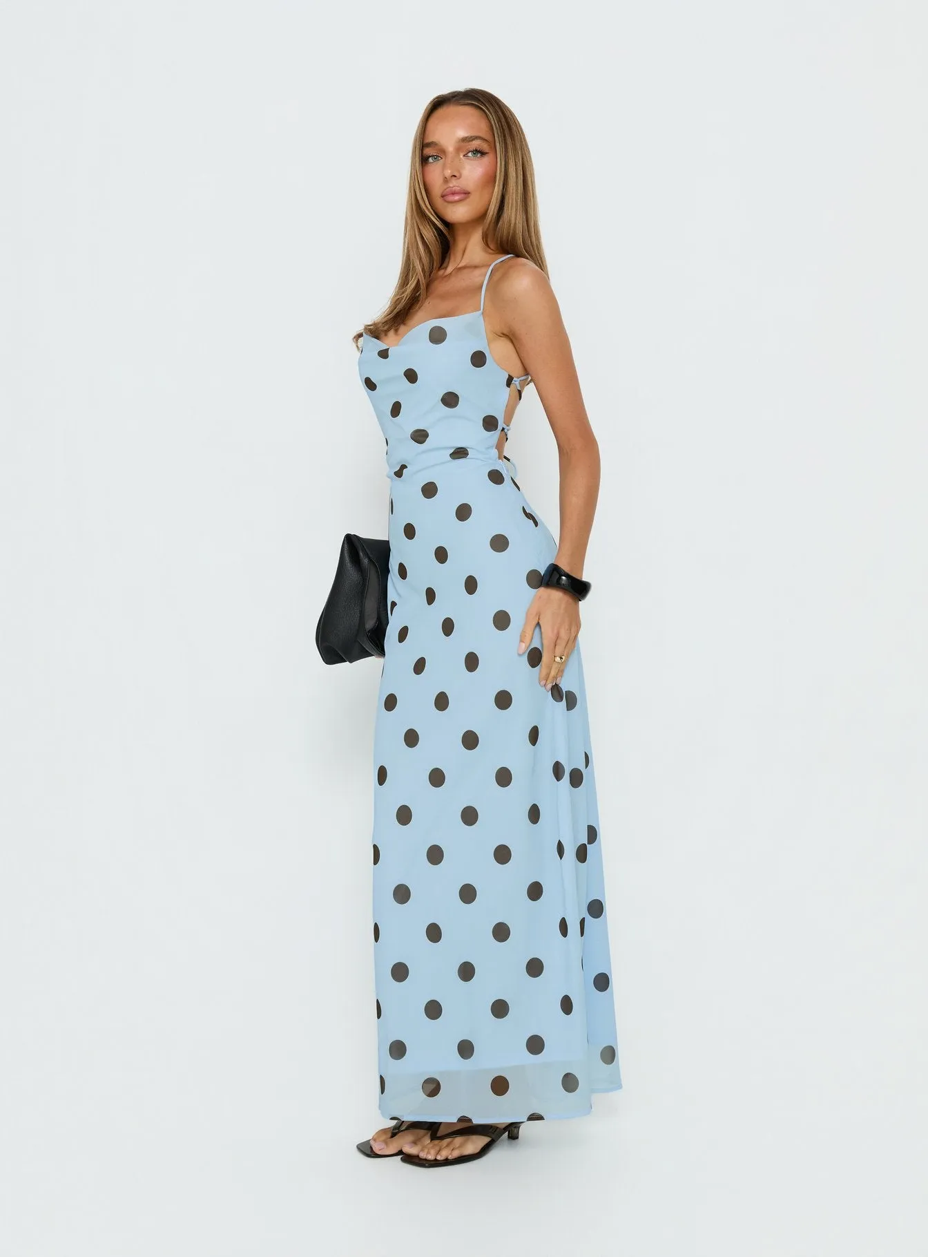 Celena Maxi Dress Blue Polka Dot sold by Princess Polly product image thumbnail 4