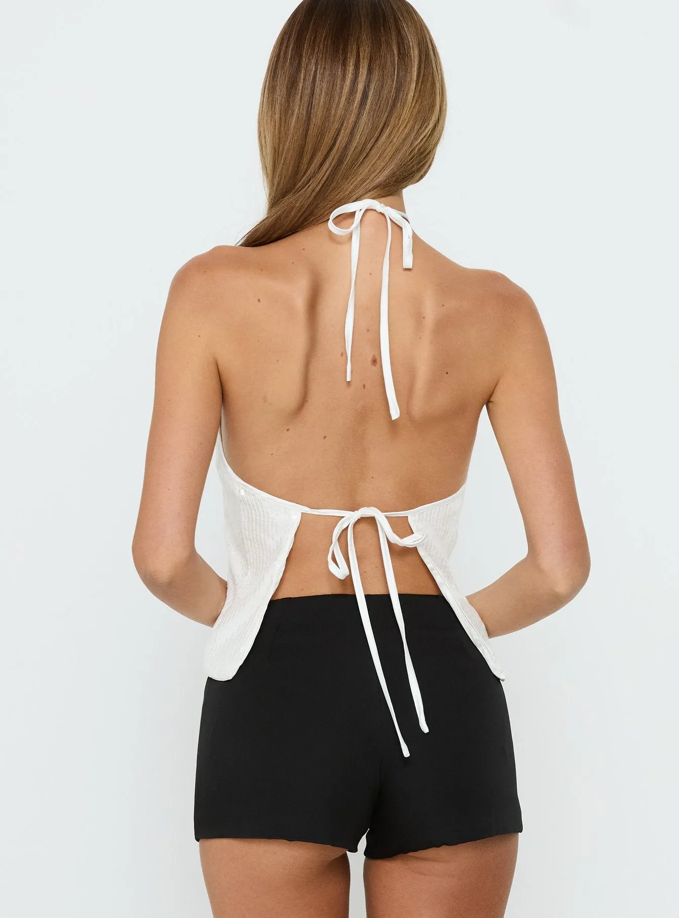 Sun Salutations Halter Sequin White Stripe sold by Princess Polly product image thumbnail 5