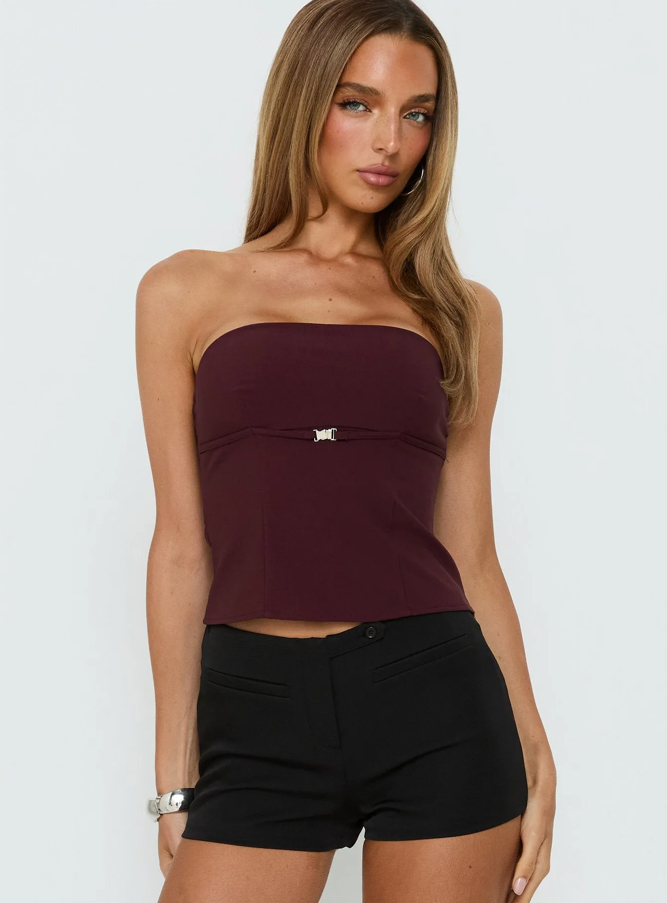 Flounce Strapless Top Plum sold by Princess Polly product image thumbnail 2