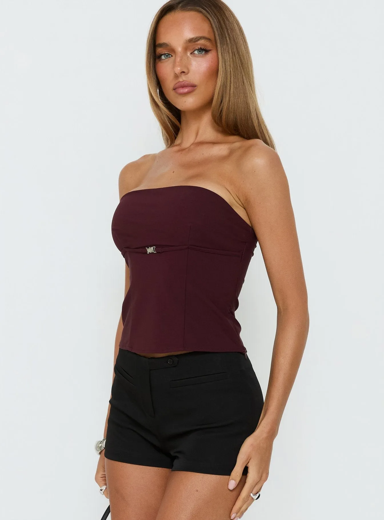 Flounce Strapless Top Plum sold by Princess Polly product image thumbnail 4