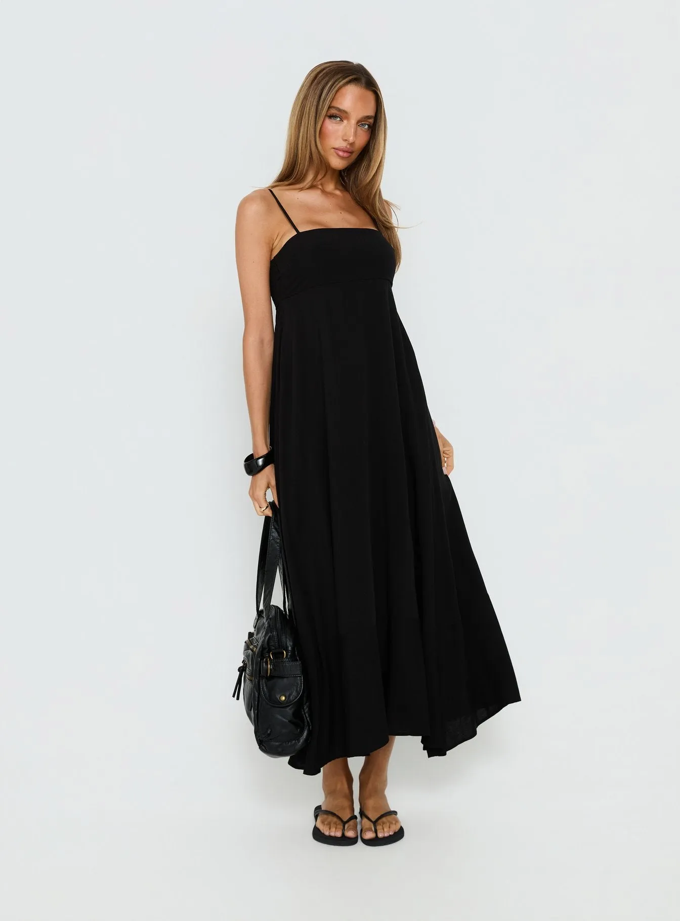 Triniti Square Neck Maxi Dress Black sold by Princess Polly