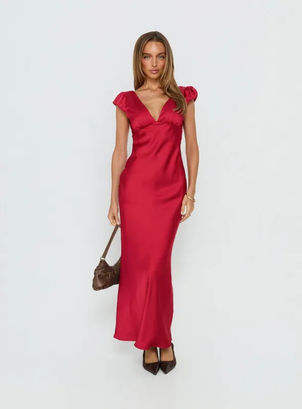 Forest Hill Backless Maxi Dress Red made by Princess Polly