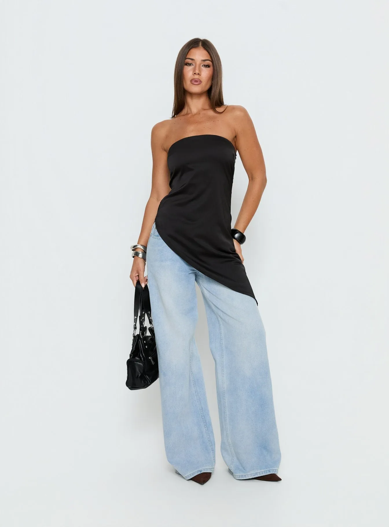 Lamia Strapless Asymmetrical Top Black sold by Princess Polly product image thumbnail 3