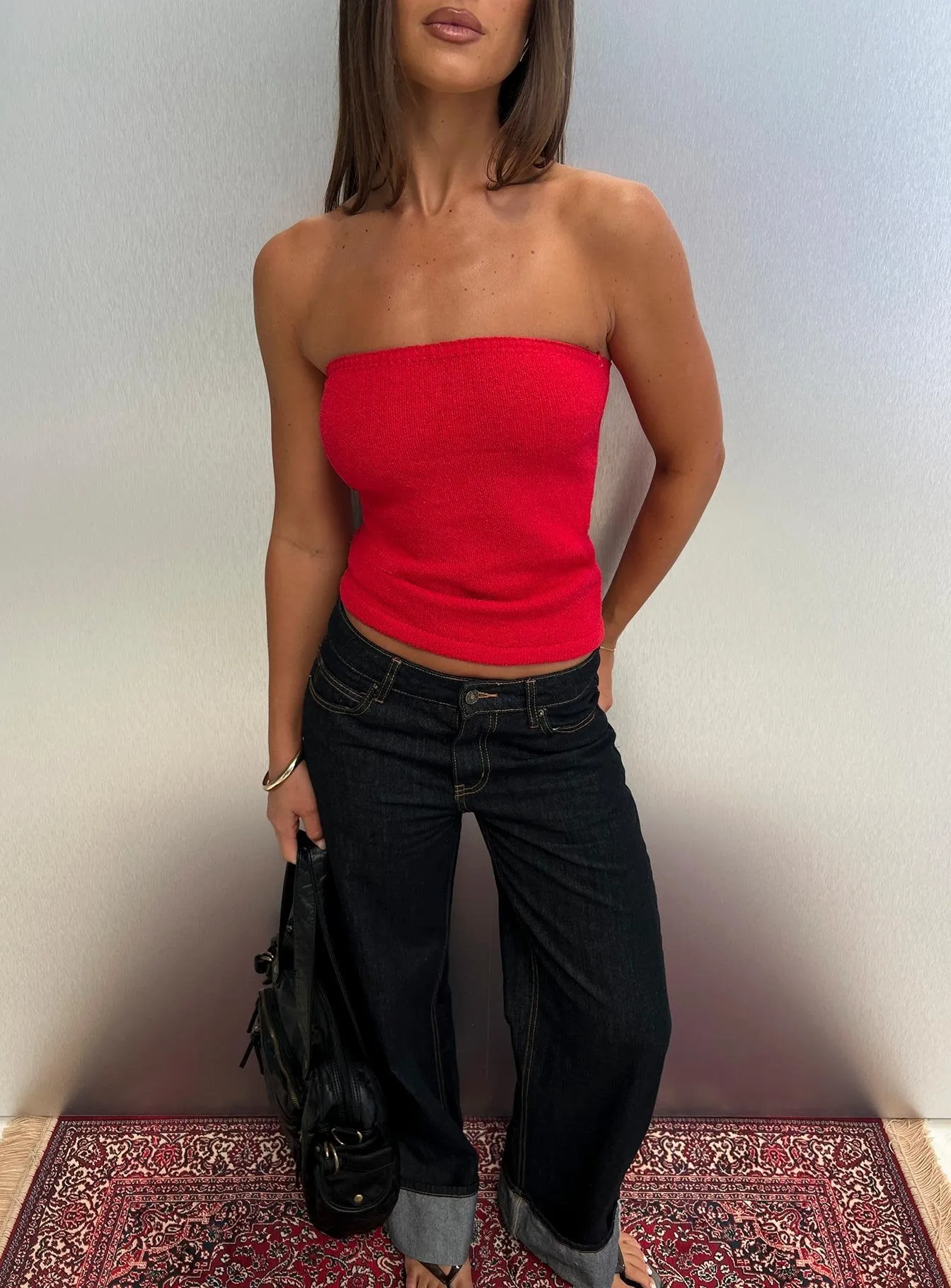 Aubrialla Strapless Top Red sold by Princess Polly