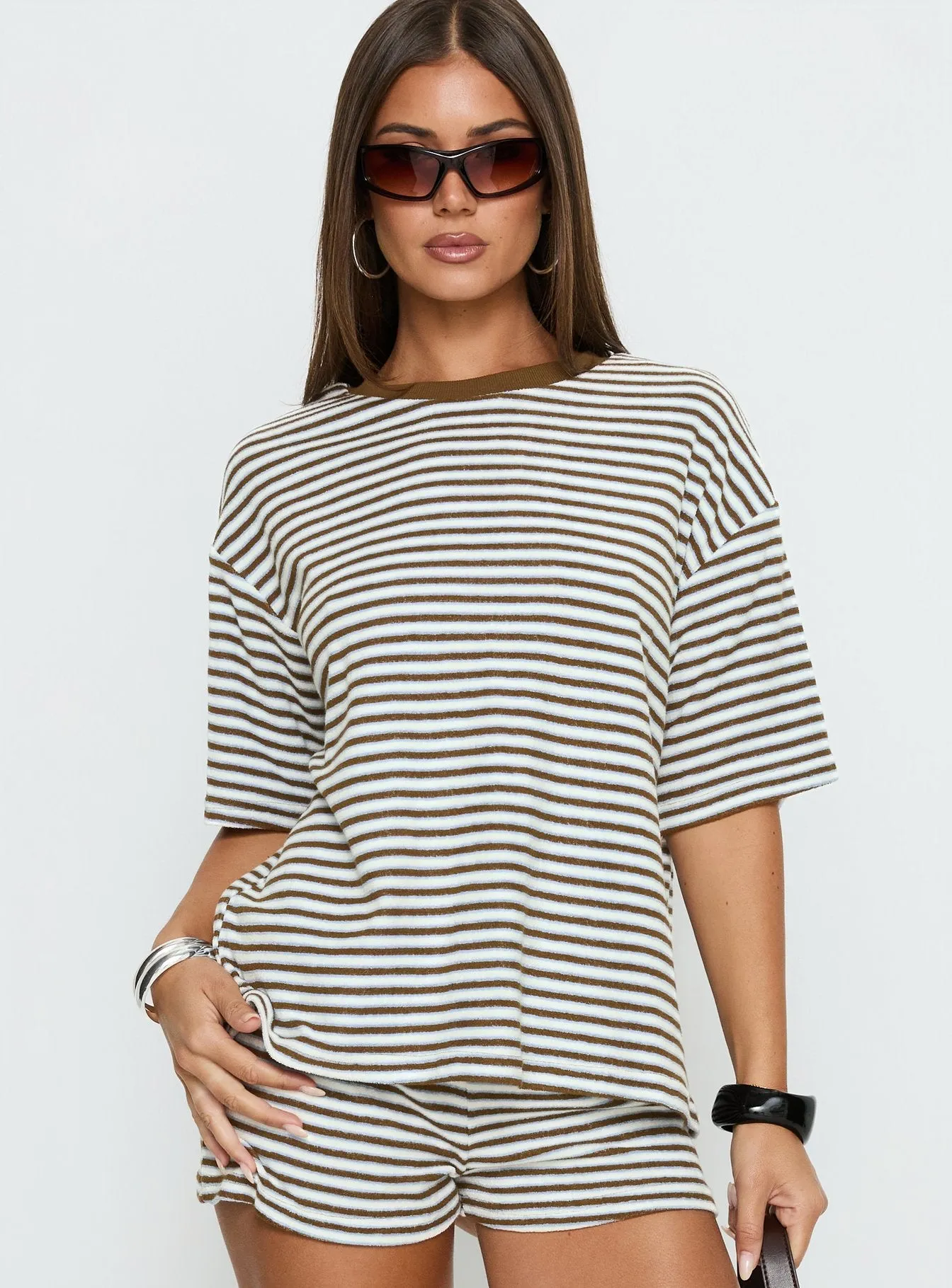 Selvina Terry Towelling Oversized Tee Multi Stripe sold by Princess Polly product image thumbnail 2