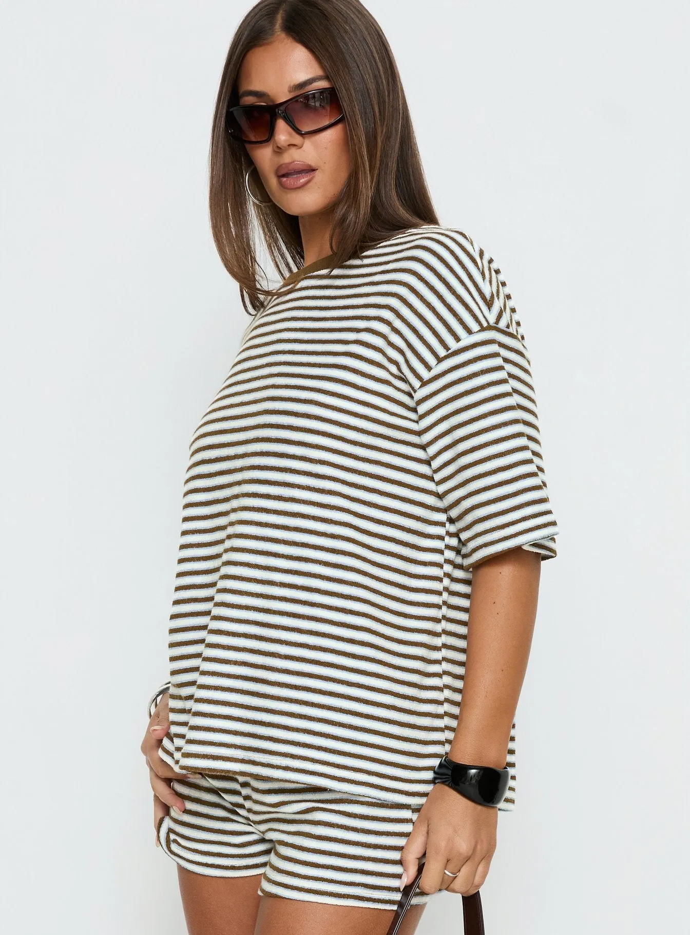 Selvina Terry Towelling Oversized Tee Multi Stripe sold by Princess Polly product image thumbnail 4