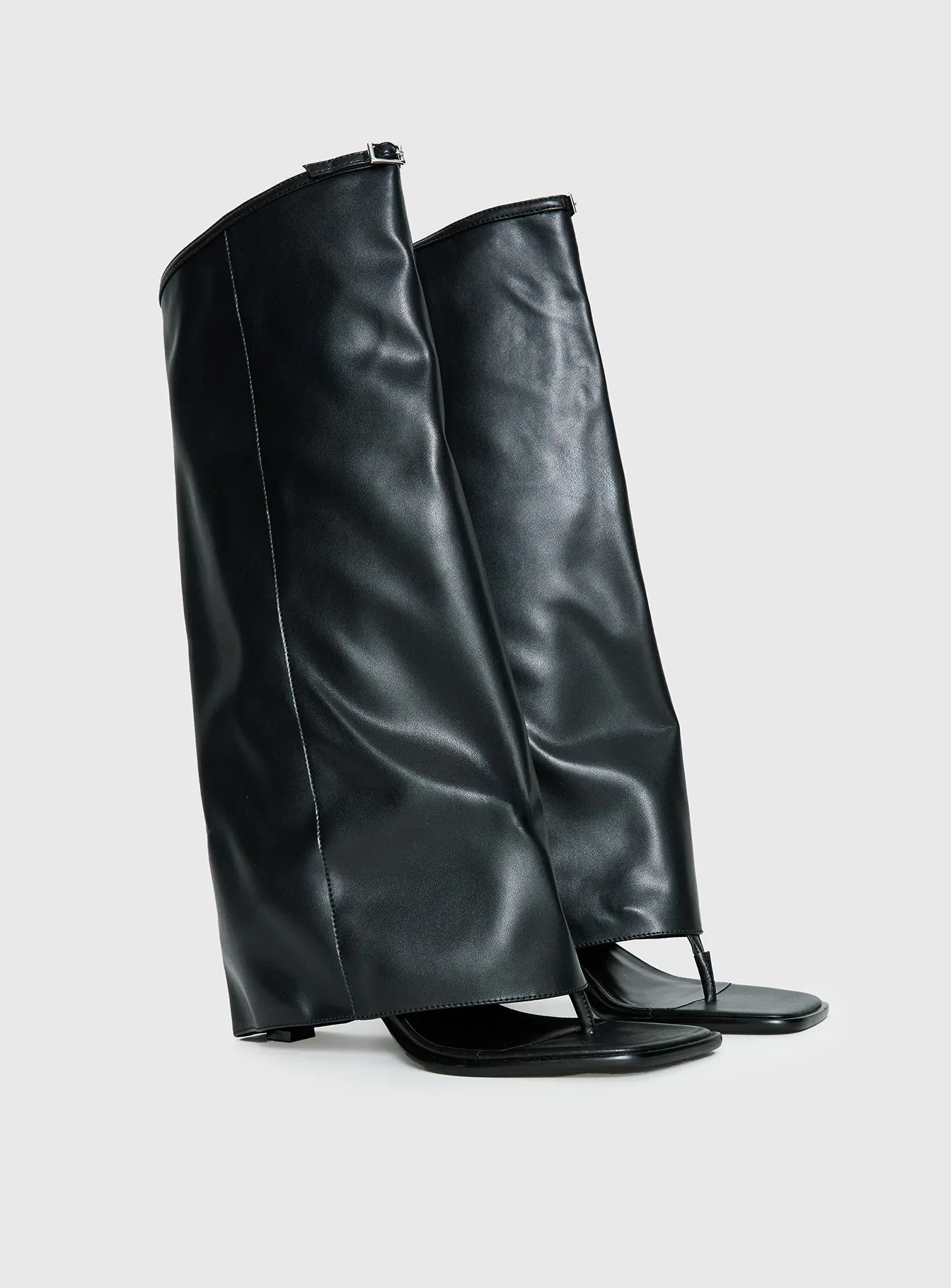 Burning Daylight Open Toe Knee High Boots Black sold by Princess Polly product image thumbnail 2