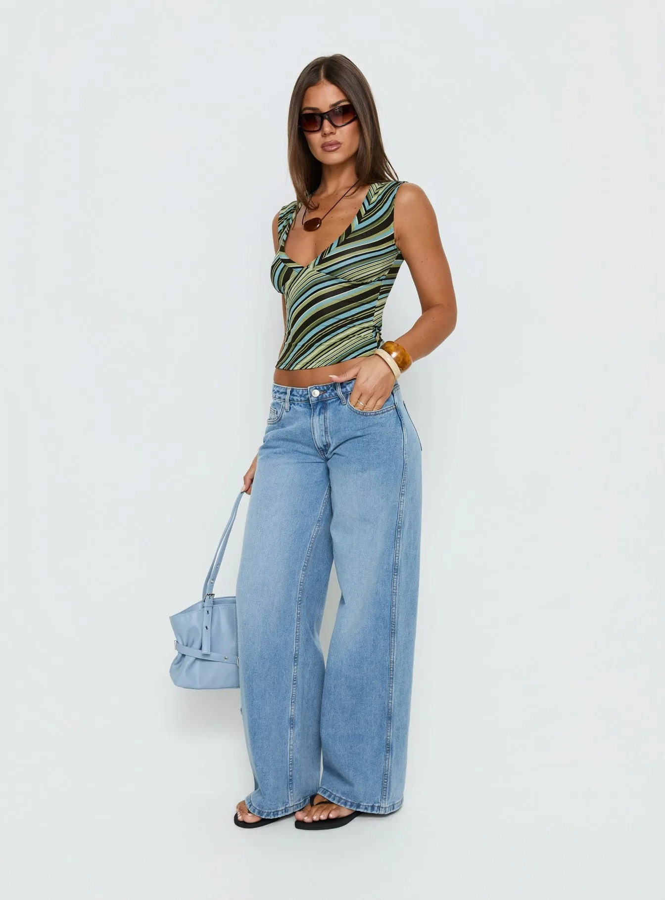 Ramos Low Rise Denim Jeans Bright Blue Wash sold by Princess Polly product image thumbnail 4