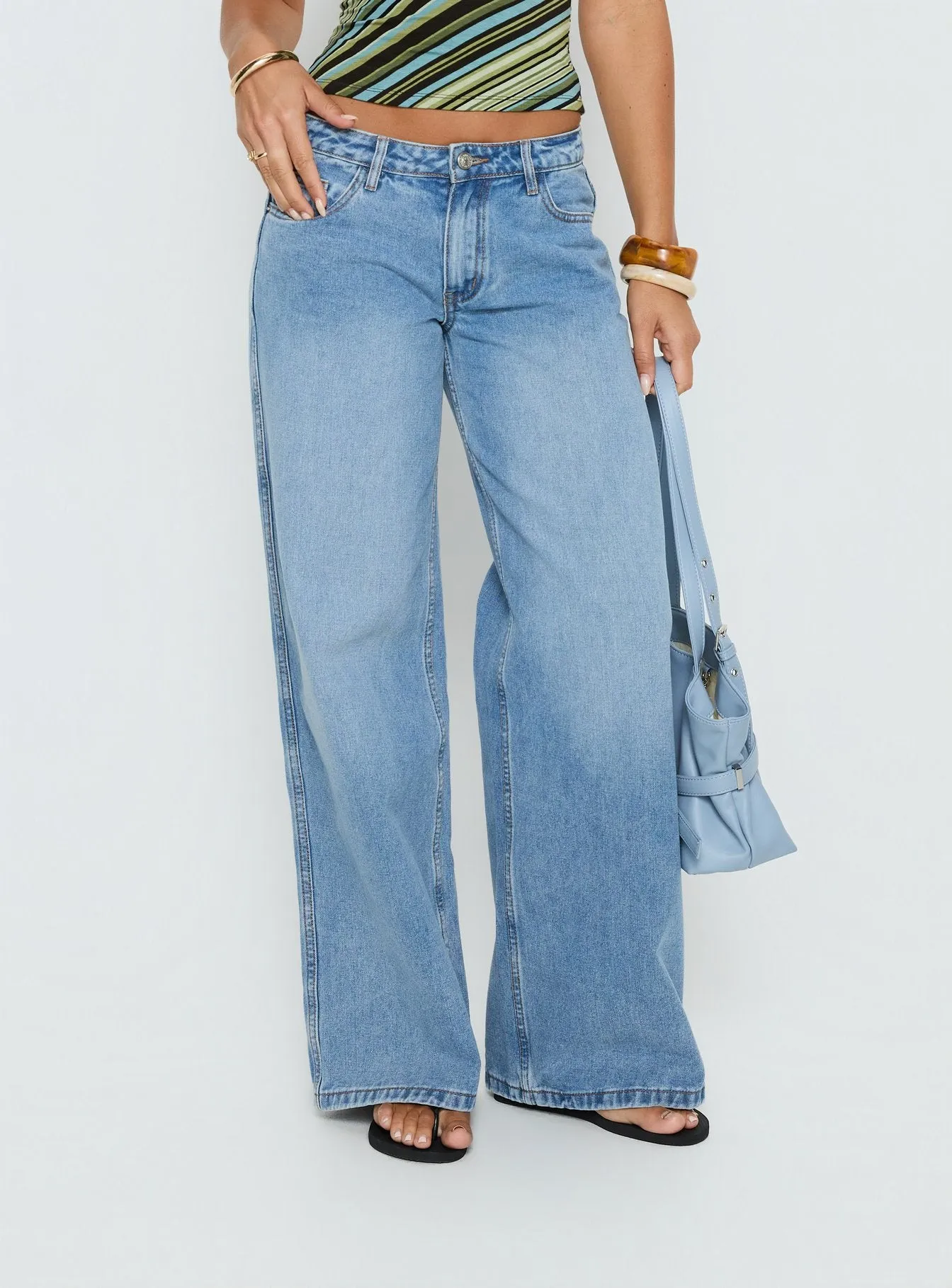 Ramos Low Rise Denim Jeans Bright Blue Wash sold by Princess Polly product image thumbnail 2