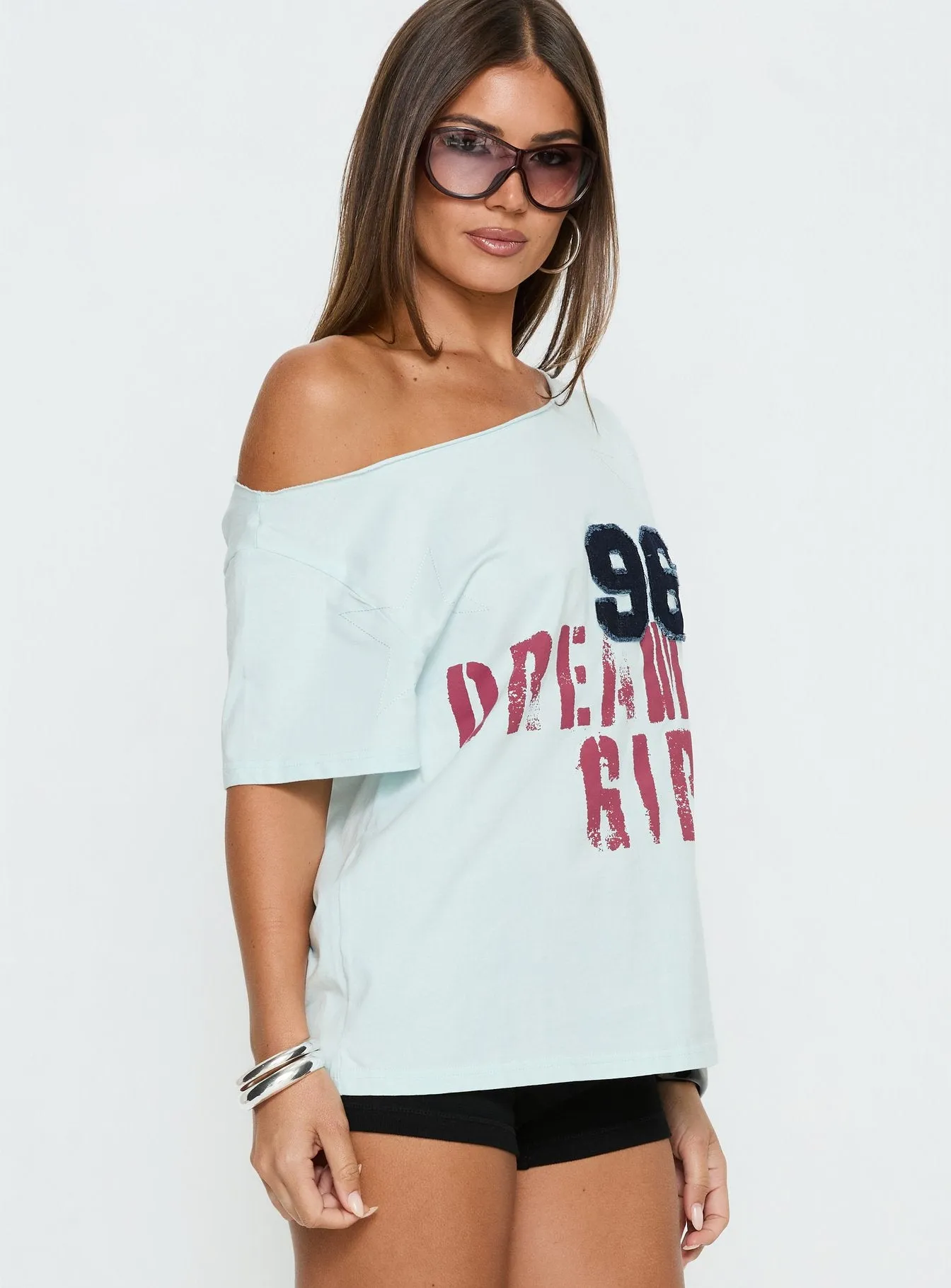 Dream Girl 96 Oversized Graphic Tee Blue sold by Princess Polly product image thumbnail 4