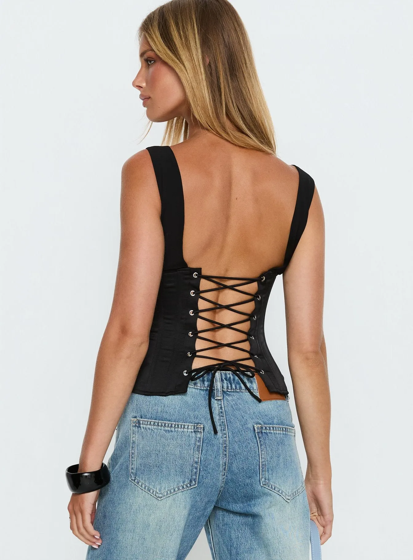 Briannah Contrast Corset Top Black sold by Princess Polly product image thumbnail 5