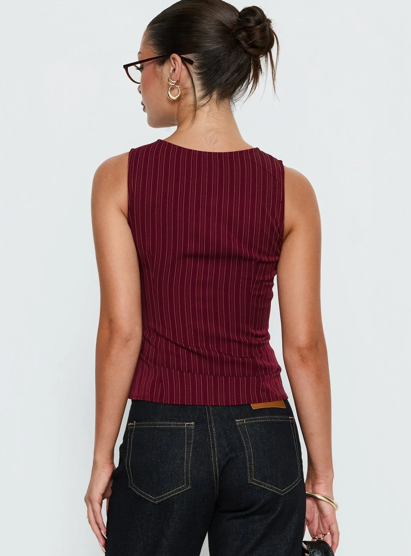 Running Wild Top Burgundy Stripe sold by Princess Polly product image thumbnail 5