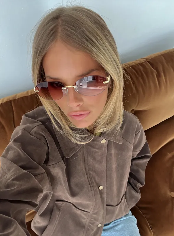 Katja Sunglasses Brown / Gold made by Princess Polly