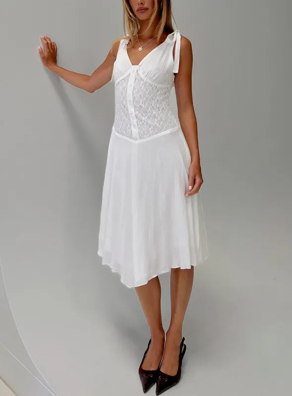 Danira Midi Dress White made by Princess Polly