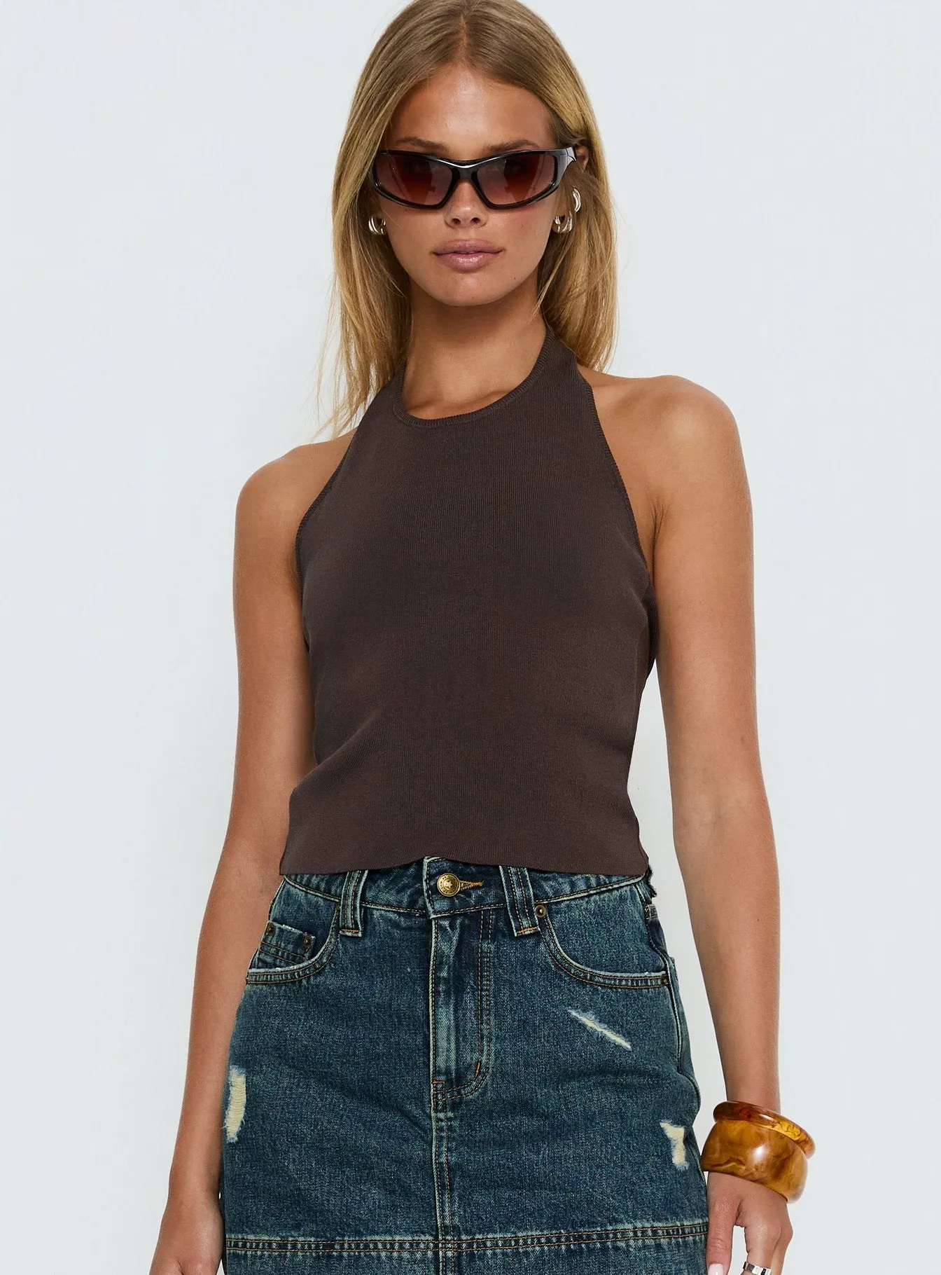 Britley Halter Top Chocolate sold by Princess Polly product image thumbnail 4