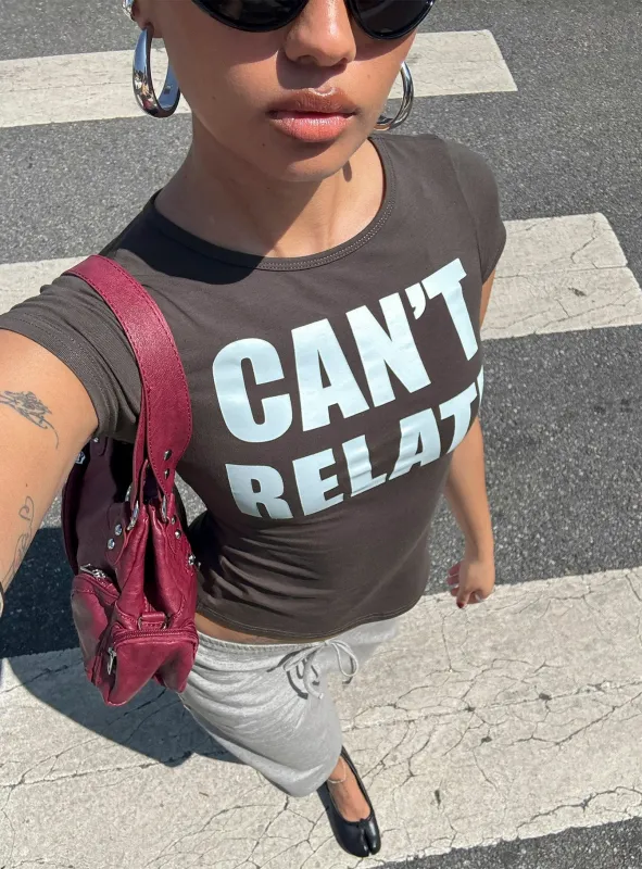 Can't Relate Graphic Top Grey / Blue made by Princess Polly