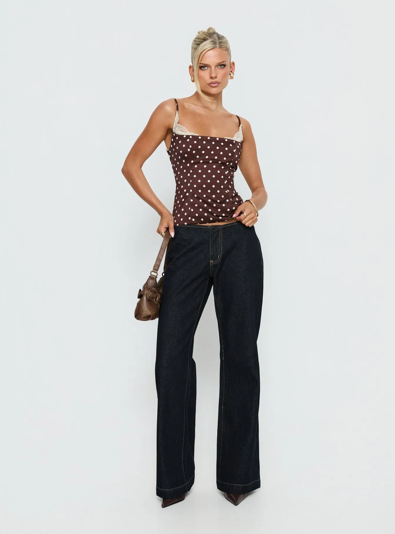 Renaissance Corset Lace Top Brown Polka sold by Princess Polly product image thumbnail 3