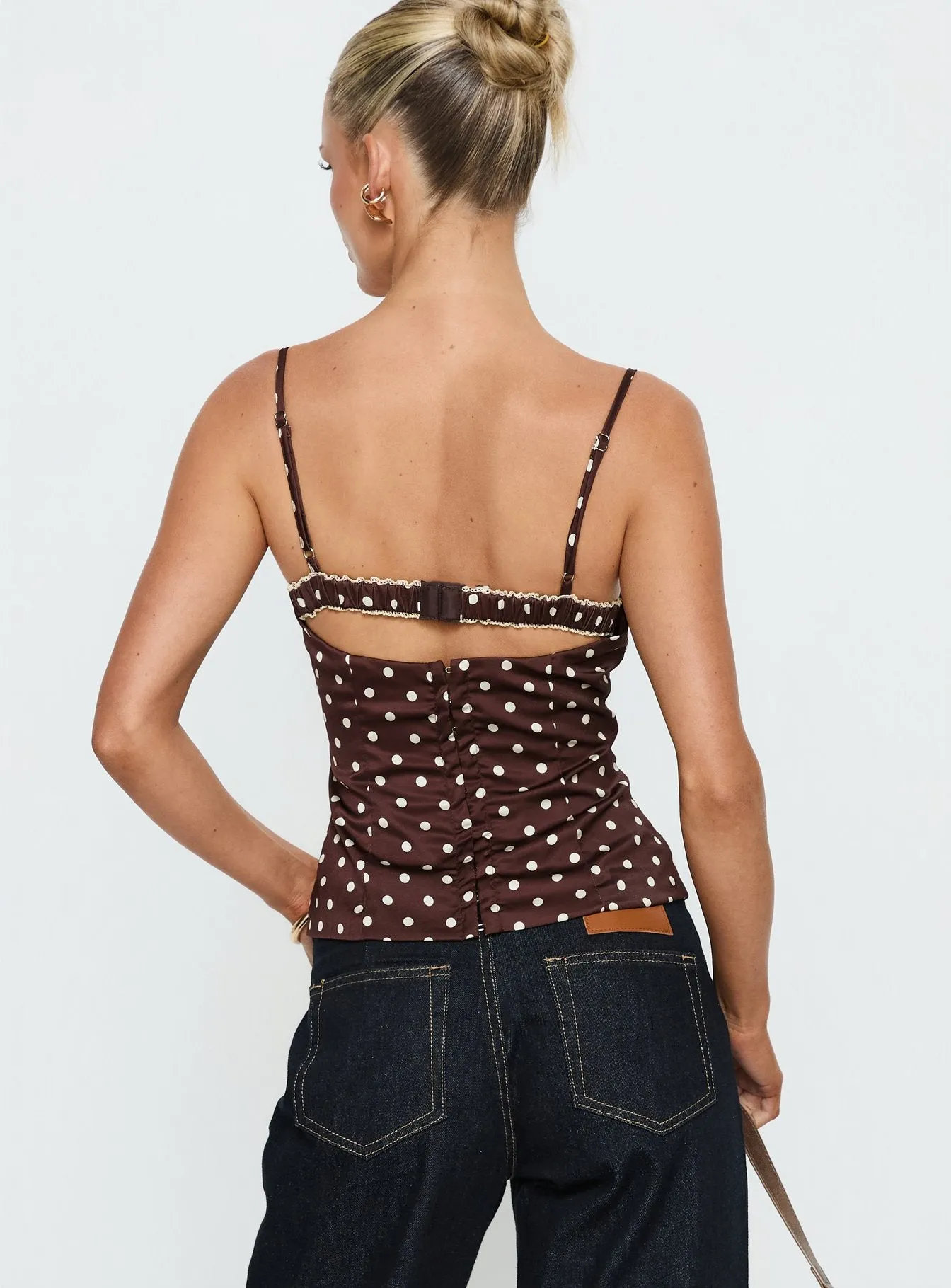 Renaissance Corset Lace Top Brown Polka sold by Princess Polly product image thumbnail 5