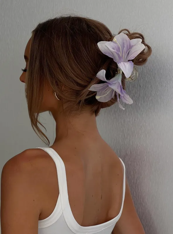 Kenedi Floral Claw Clip Purple made by Princess Polly