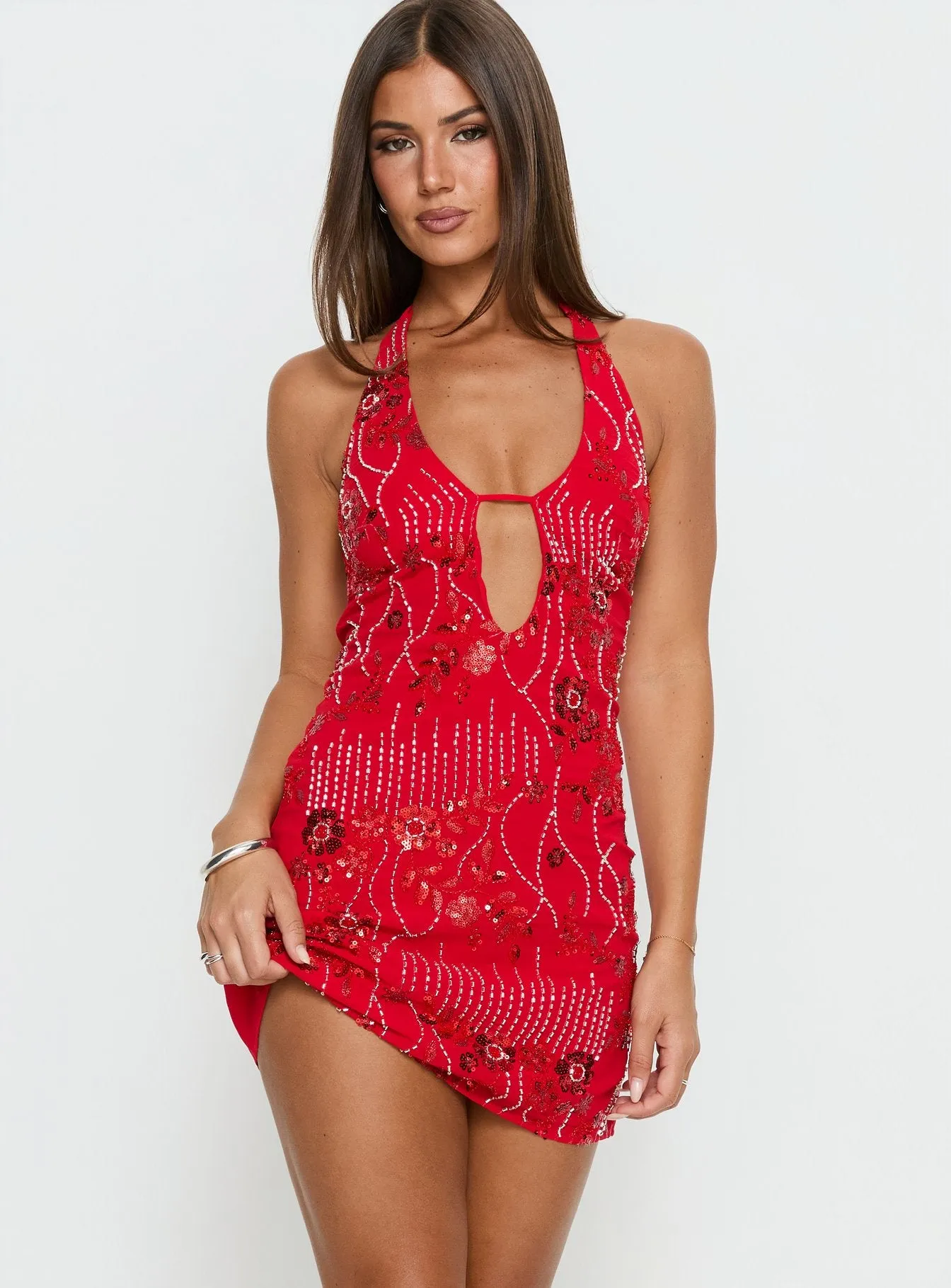 Telenova Halter Mini Dress Red sold by Princess Polly product image thumbnail 2