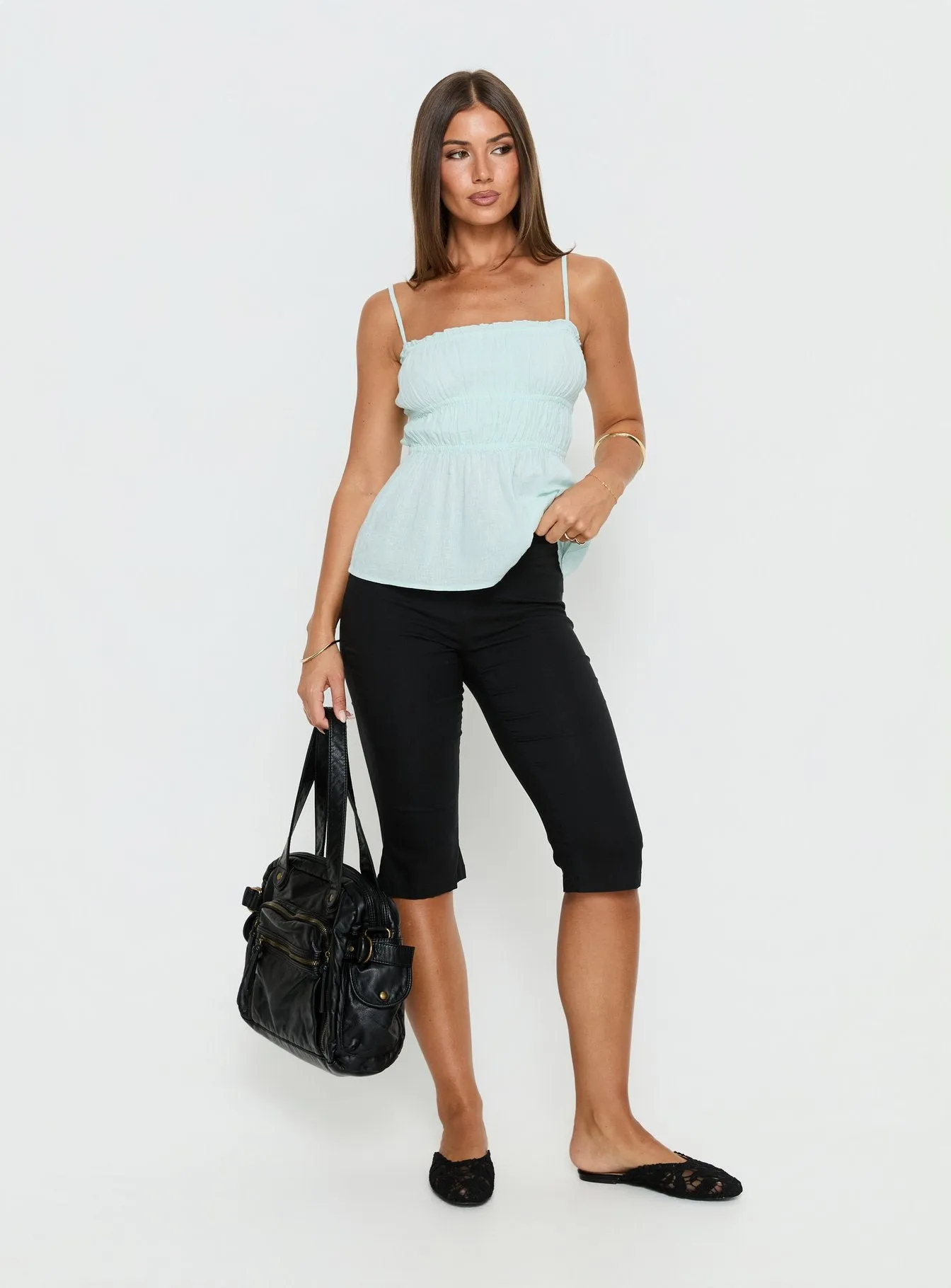 Rosecliff Ruched Longline Top Mint sold by Princess Polly product image thumbnail 2