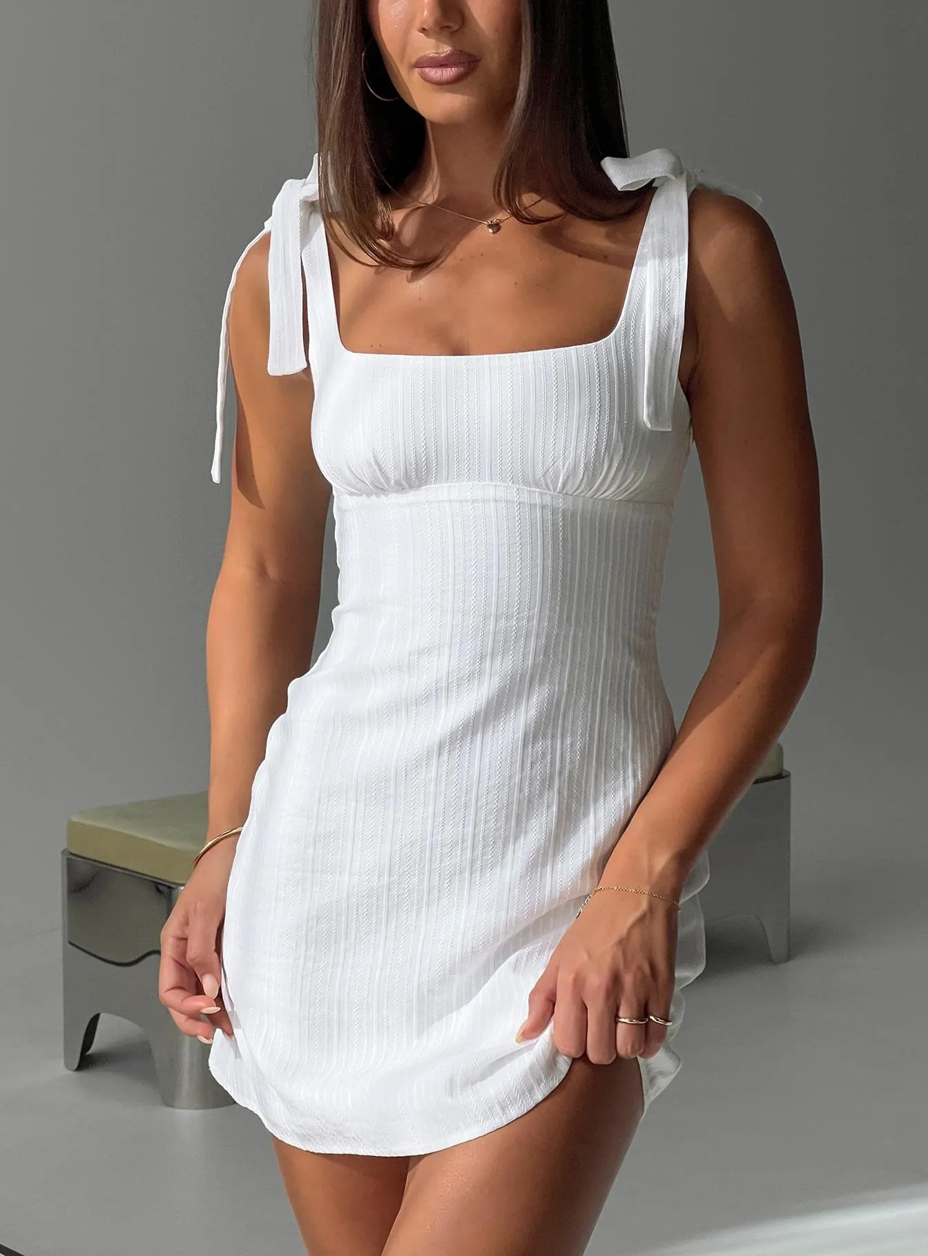 Neverending Mini Dress White sold by Princess Polly