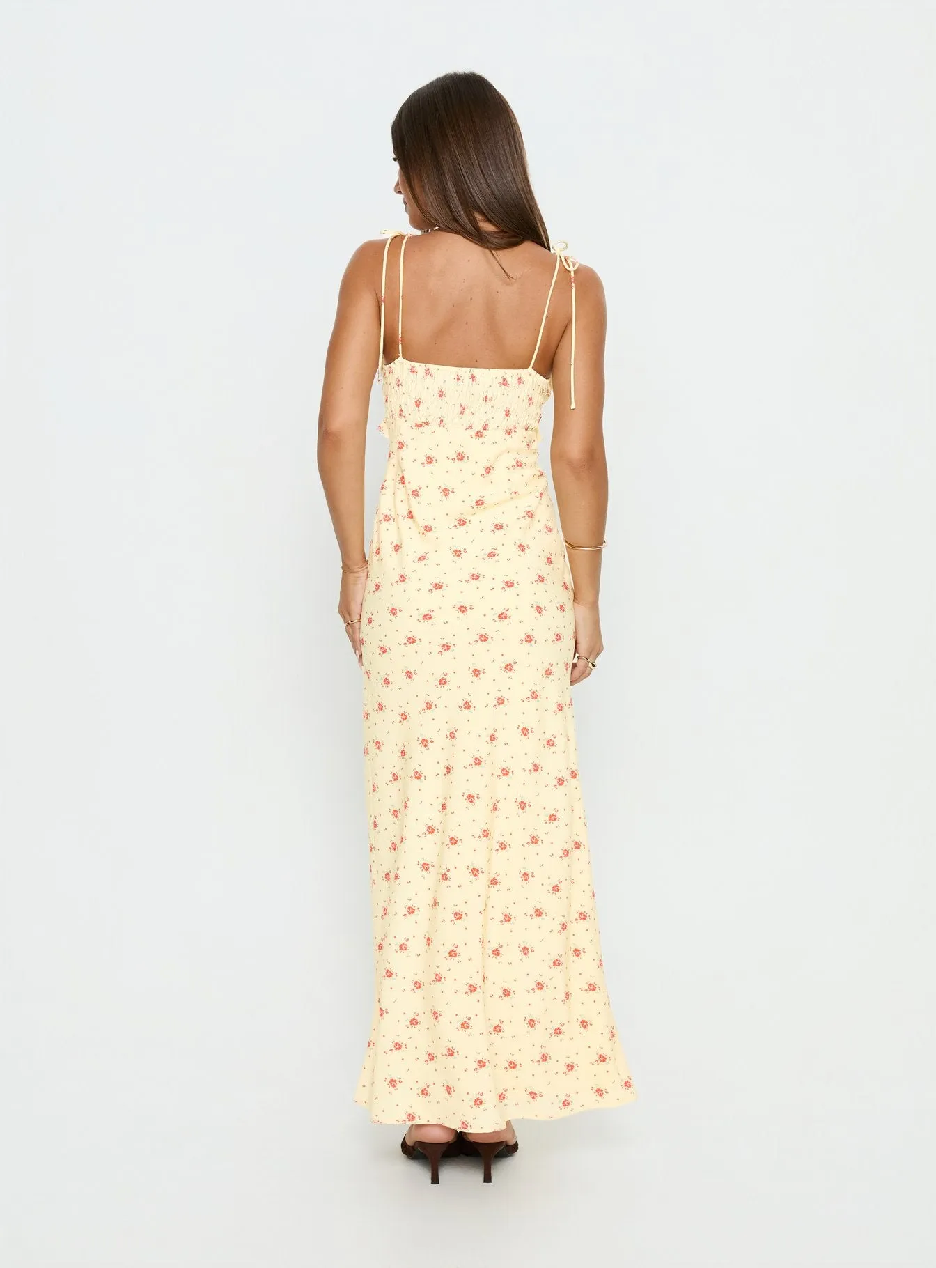 Morcar Frill V Neck Maxi Dress Yellow Floral sold by Princess Polly product image thumbnail 5