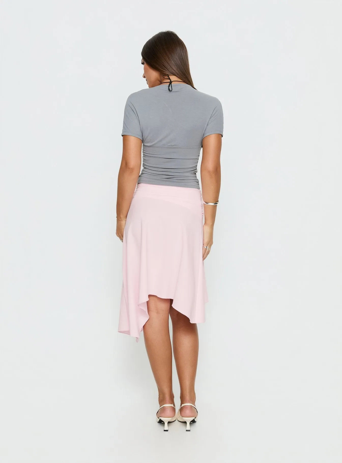 Ismora Asymmetrical Midi Skirt Pink sold by Princess Polly product image thumbnail 5