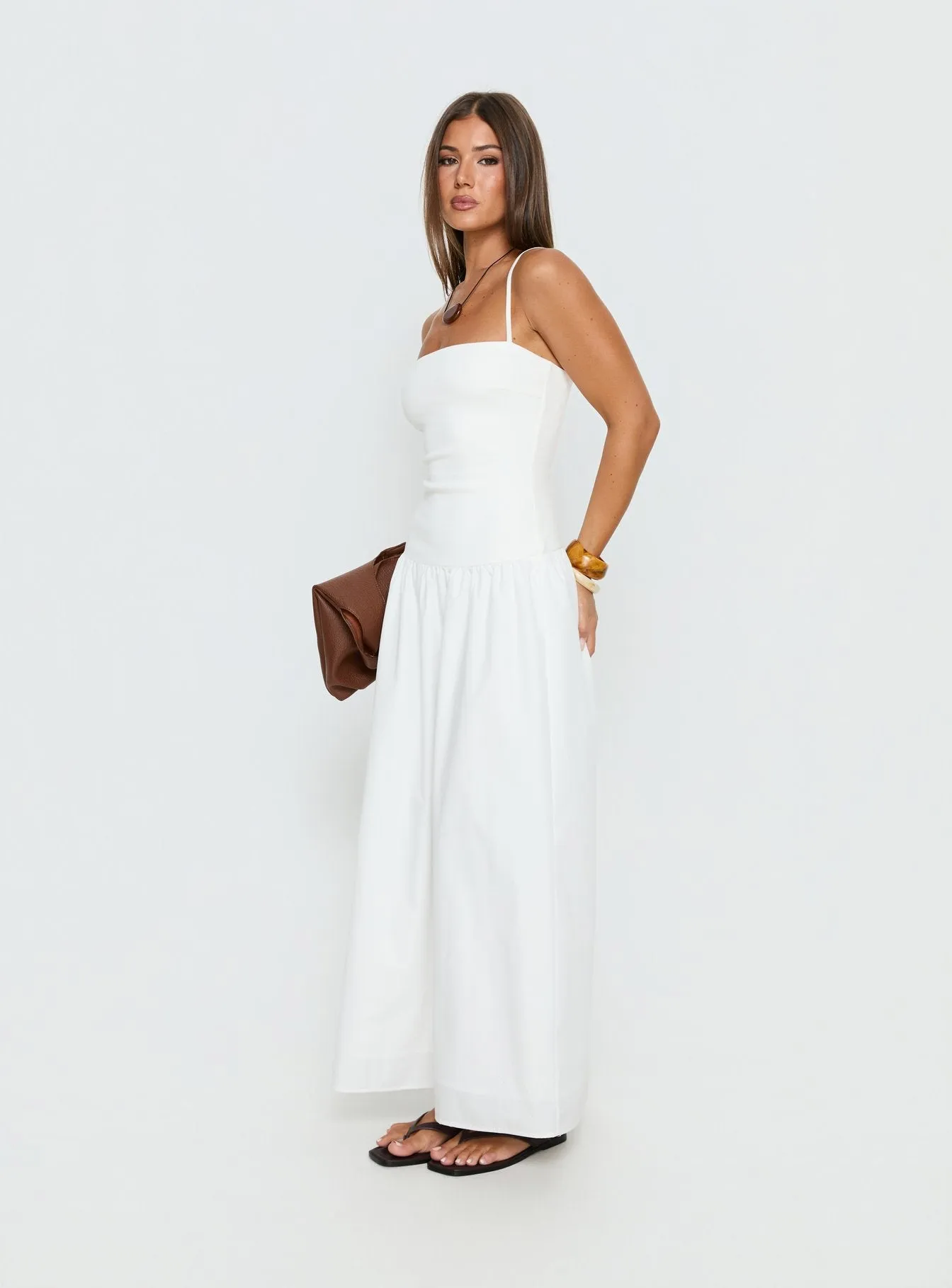 Erroll Drop Waist Knit Maxi Dress White sold by Princess Polly product image thumbnail 4