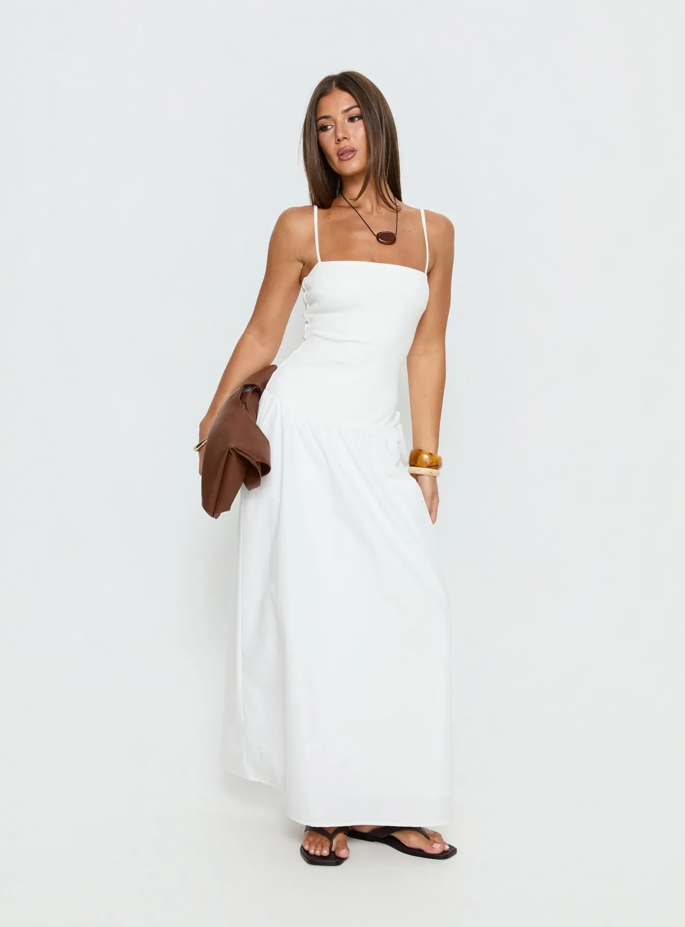 Erroll Drop Waist Knit Maxi Dress White sold by Princess Polly product image thumbnail 2