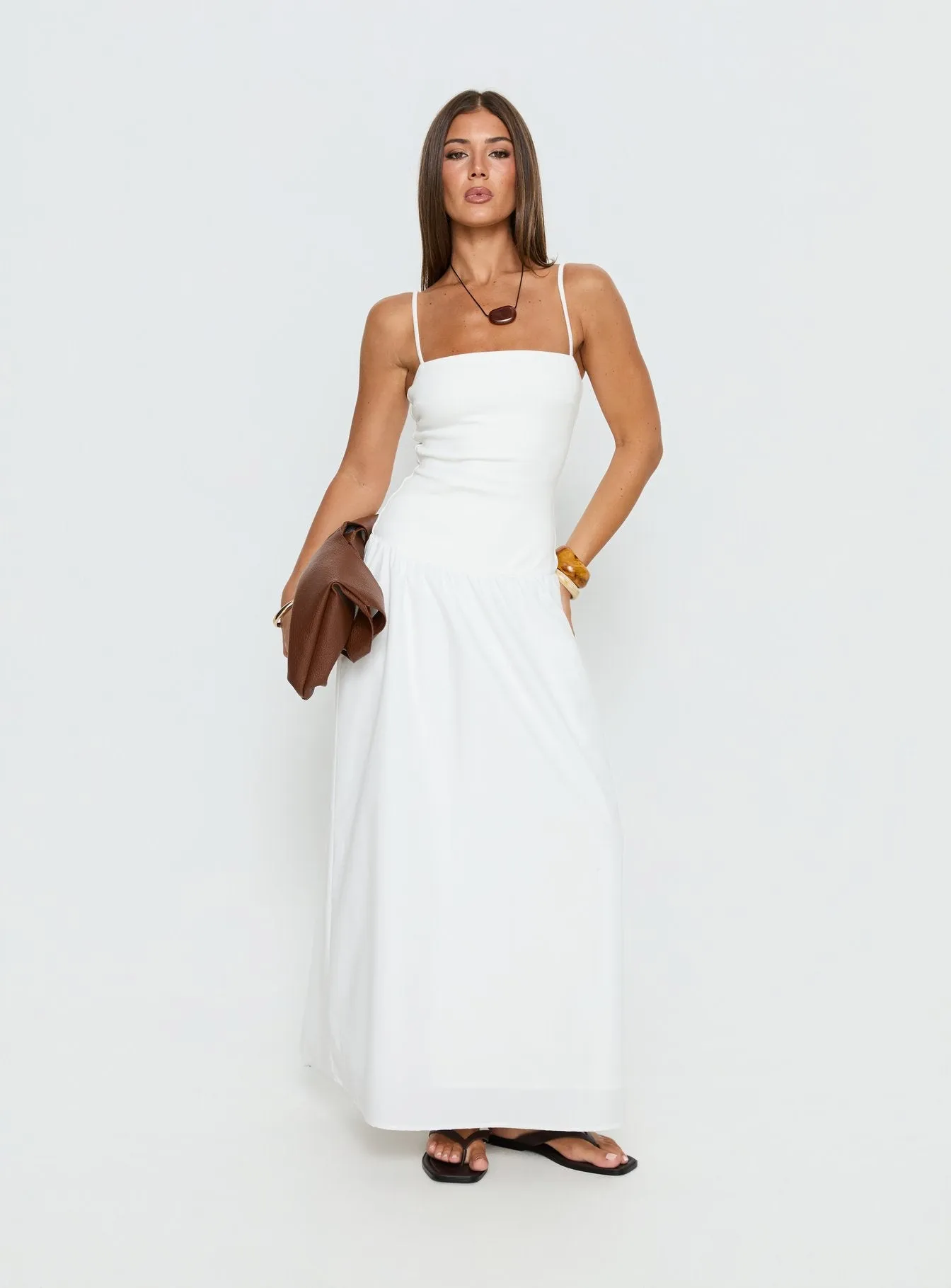 Erroll Drop Waist Knit Maxi Dress White sold by Princess Polly product image thumbnail 3