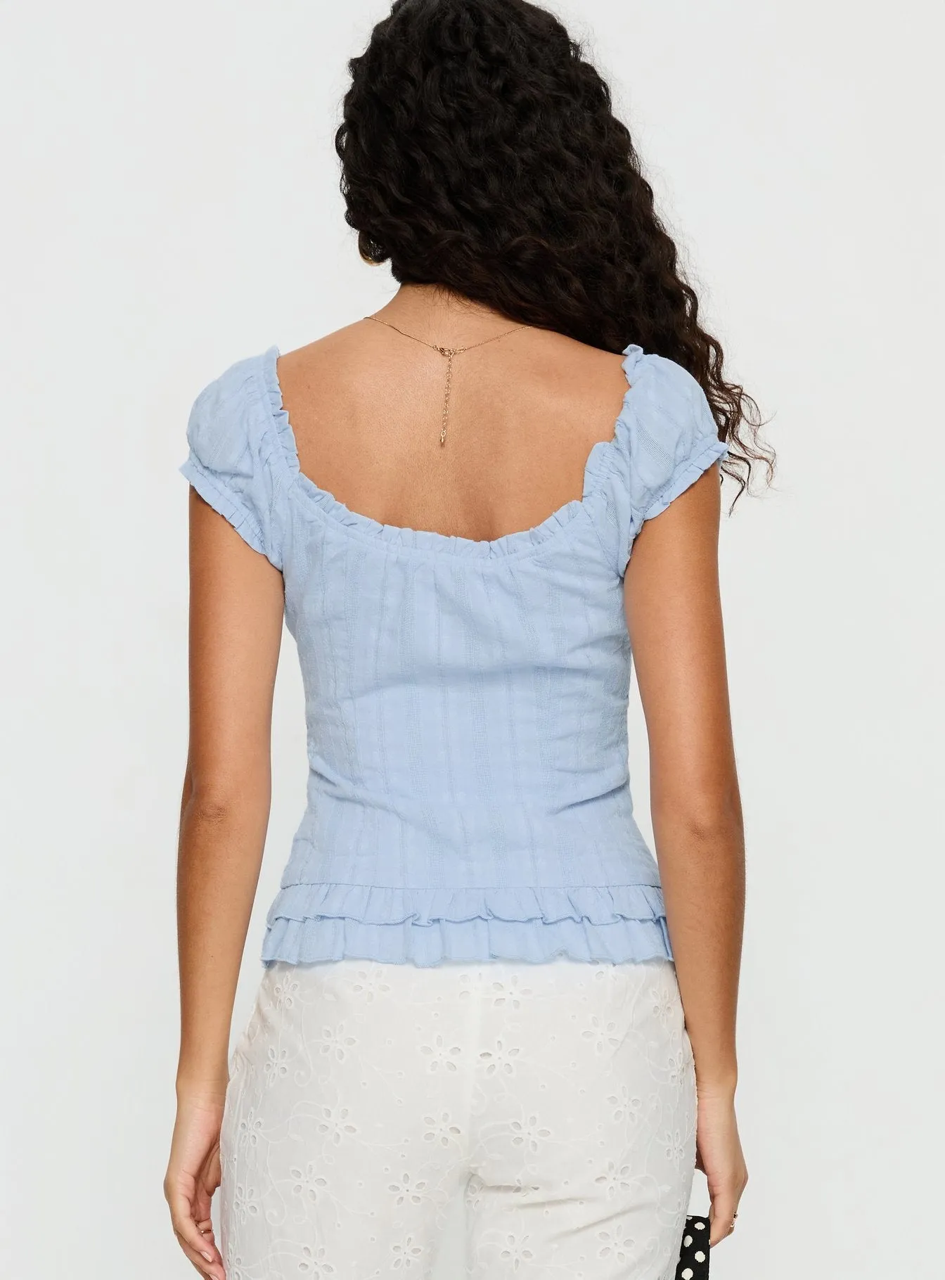 Suiter Frill Detail Top Soft Blue sold by Princess Polly product image thumbnail 5
