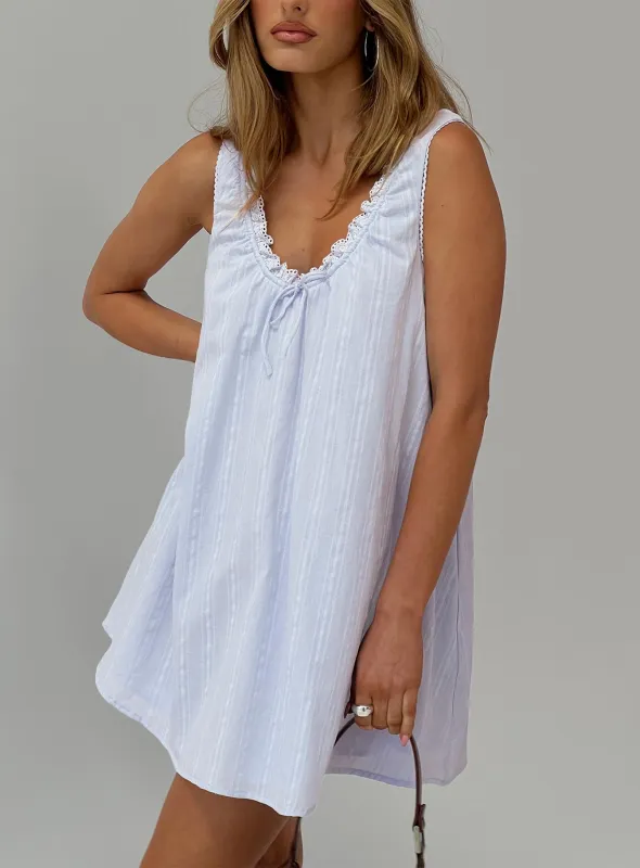 Antiquity Swing Mini Dress Blue made by Princess Polly