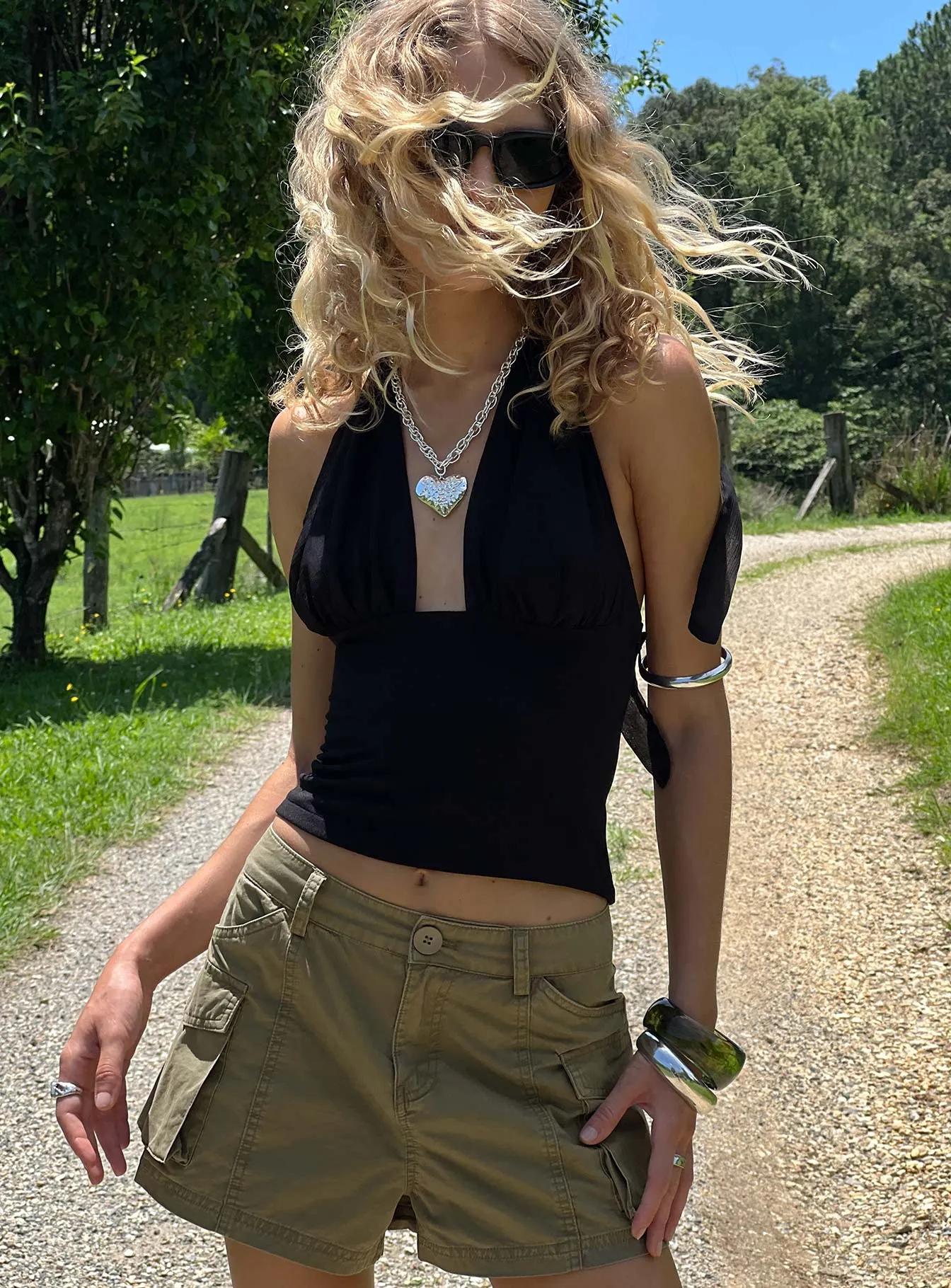 Colonel Cargo Mini Short Olive Green sold by Princess Polly