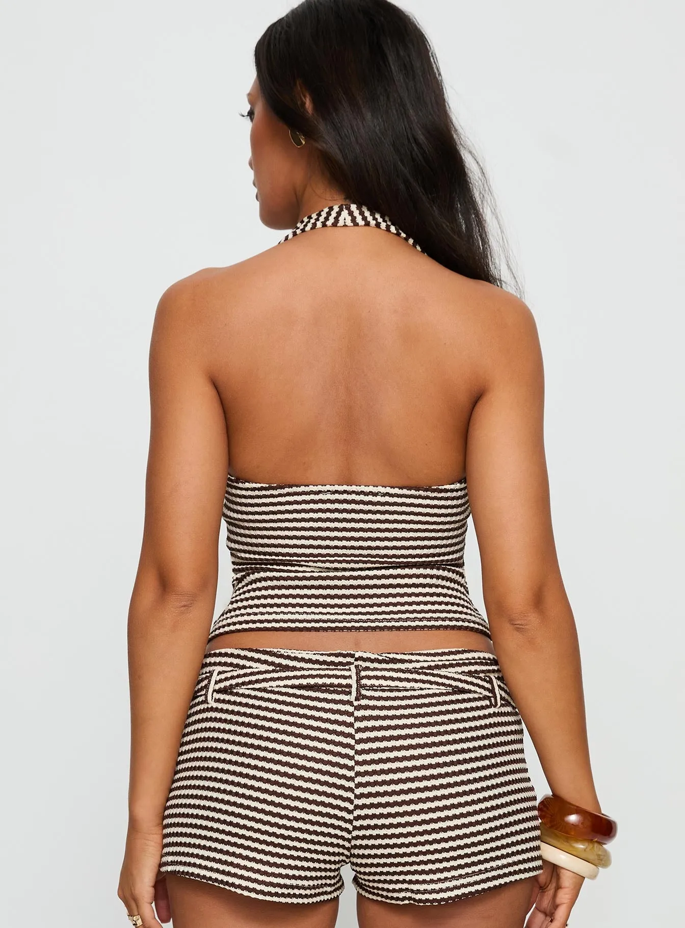 Olimpia Halter Top Brown Stripe sold by Princess Polly product image thumbnail 5