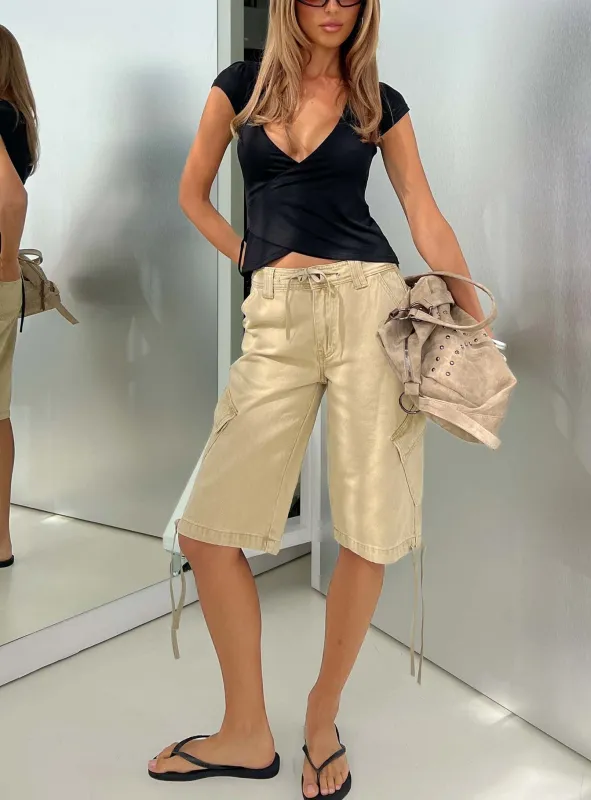 Apres Tie Waist Jorts Stone made by Lioness